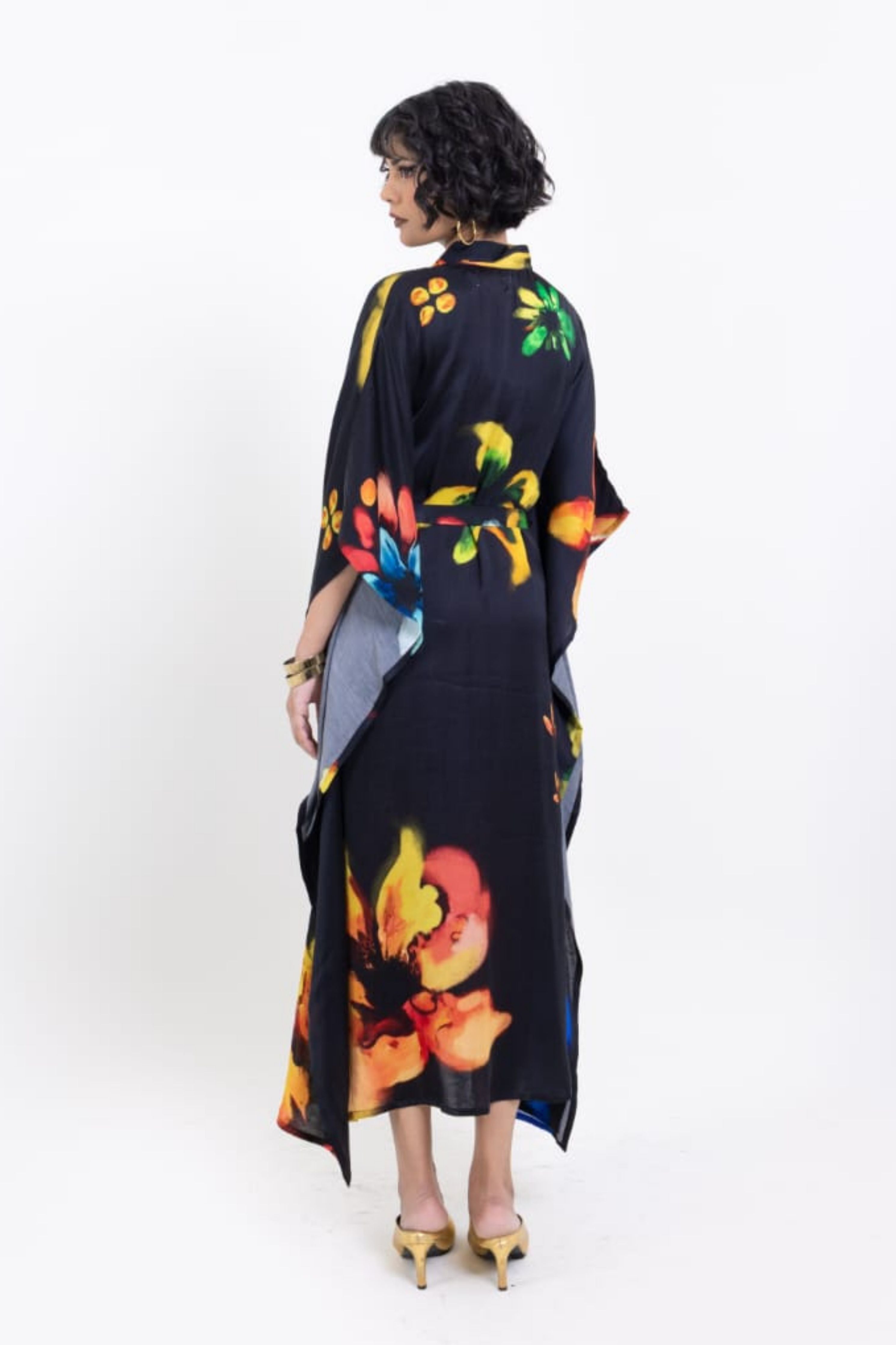 Abstract Floral Shirt Kaftan Drss