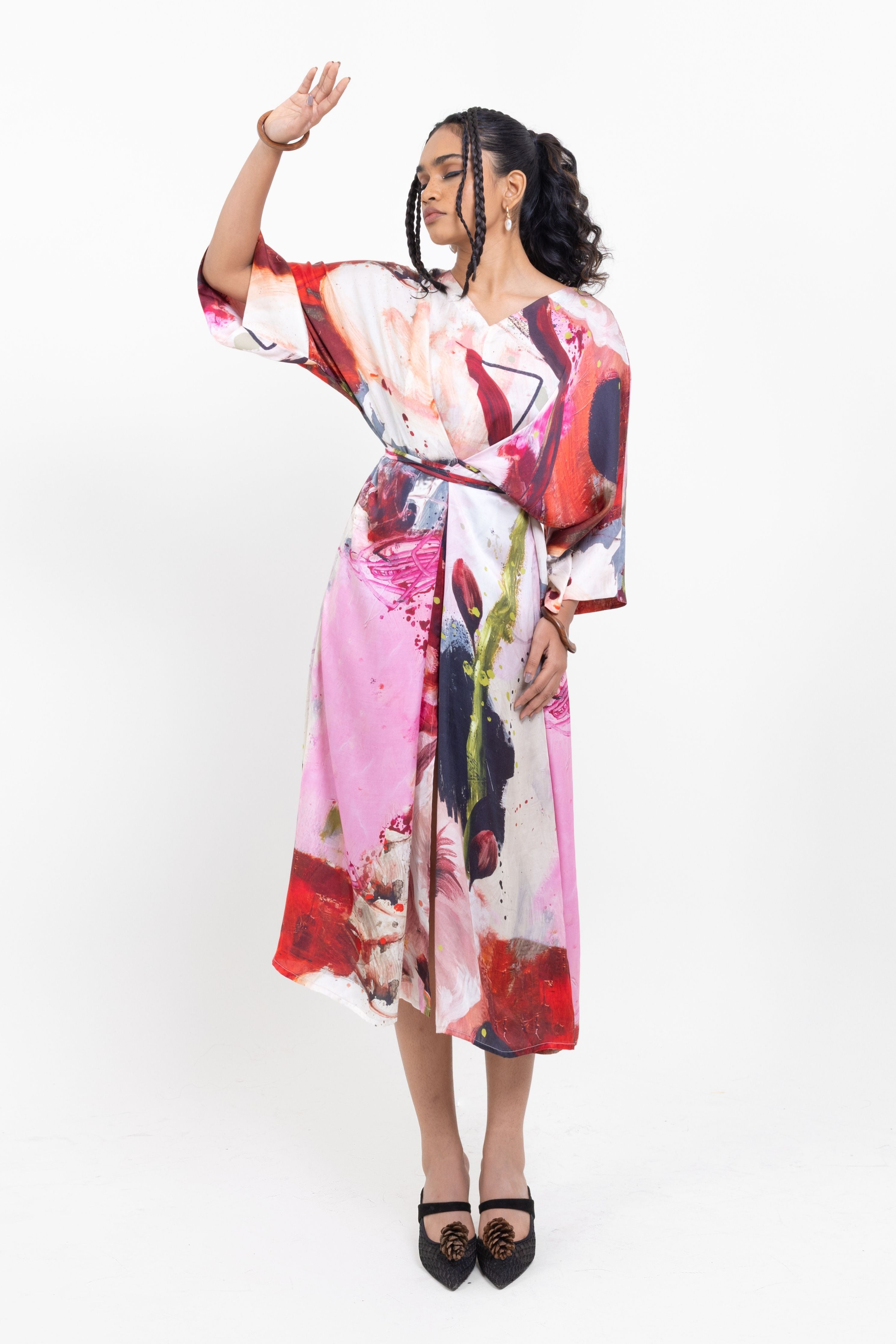 Elegant Abstract Art Kimono Dress