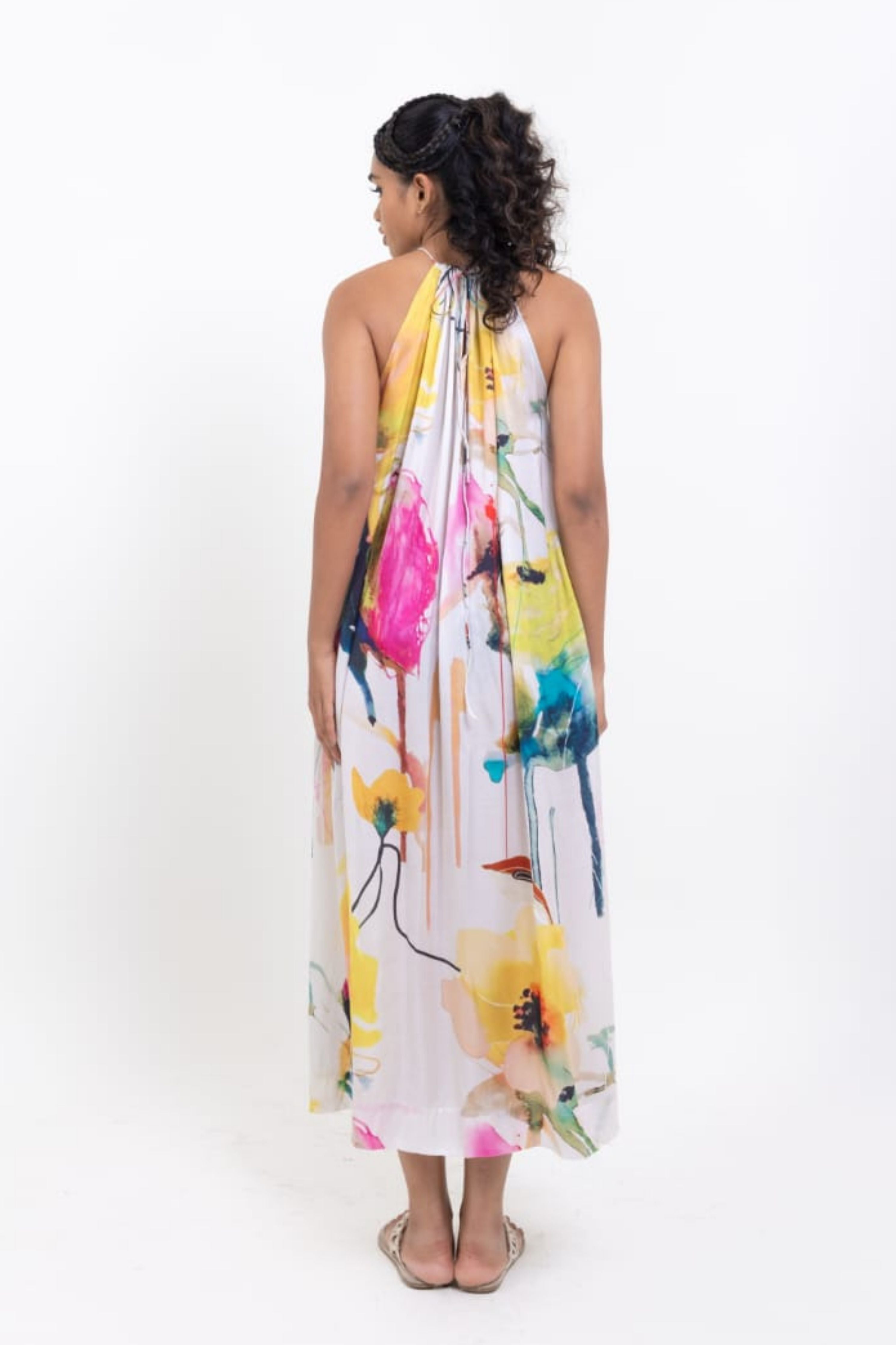 Midnight Bloom High -Neck Halter Silhouette
