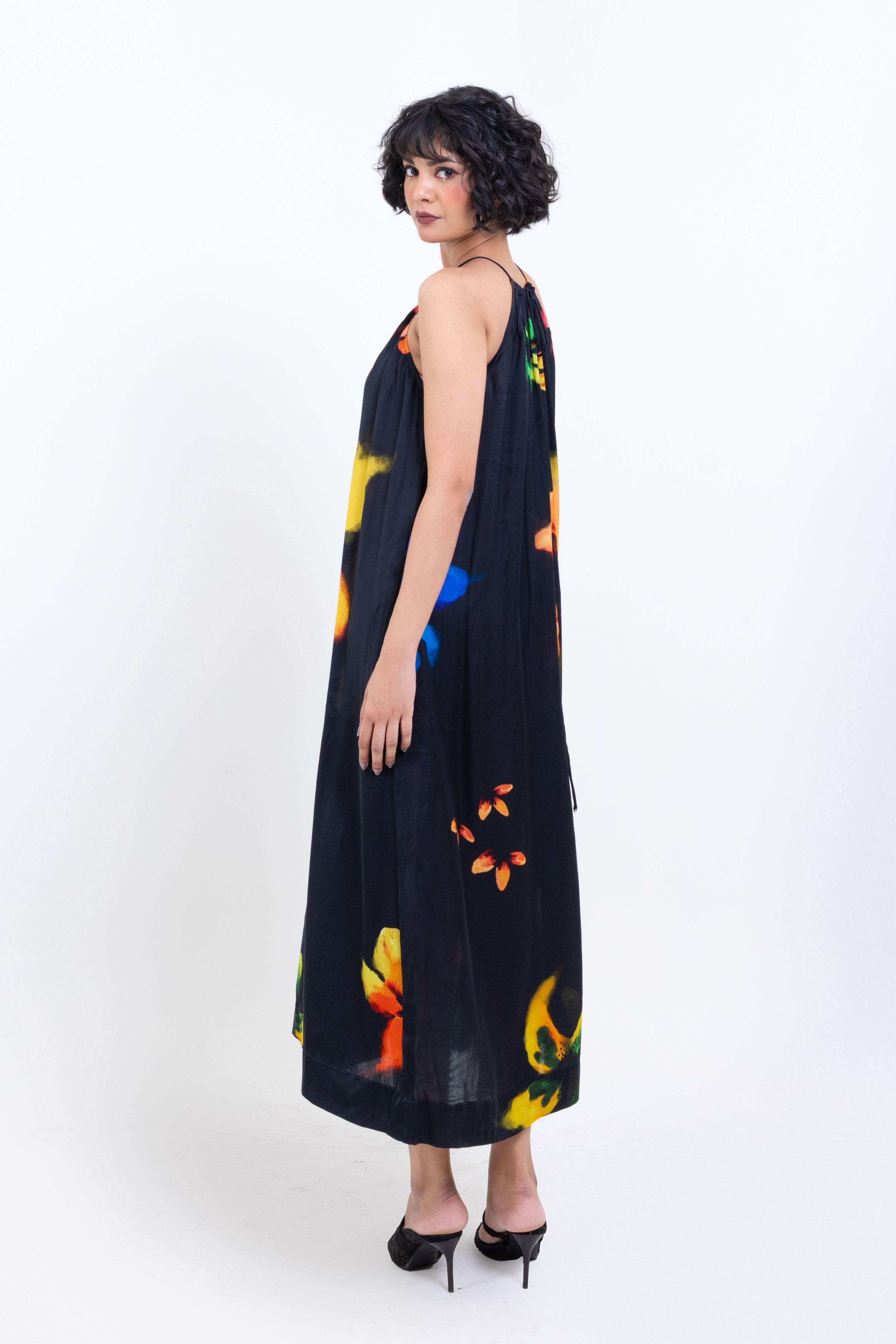 Indigo Swirl High Neck Halter Silhouette
