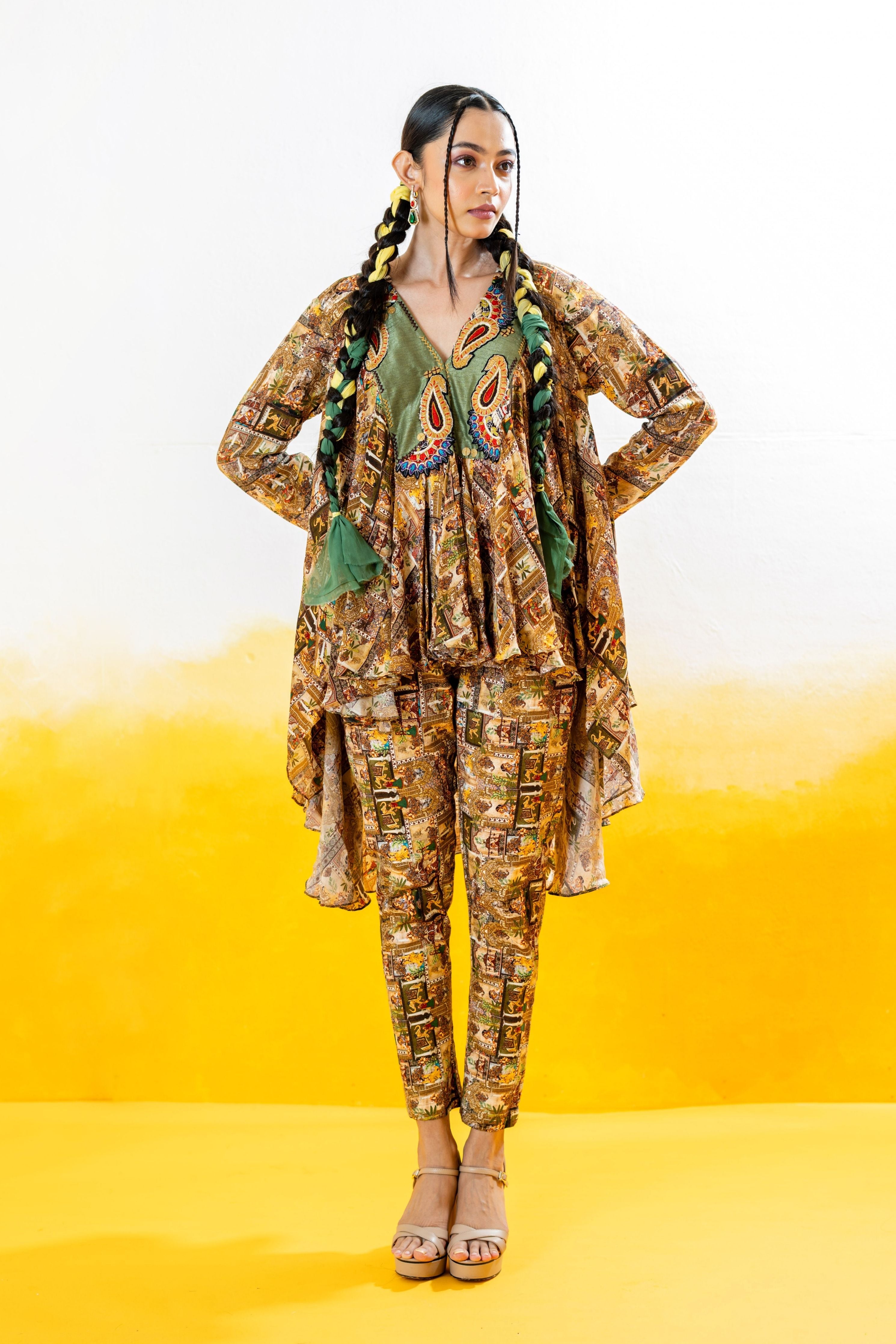 Printed Coord Set With Short Kurta