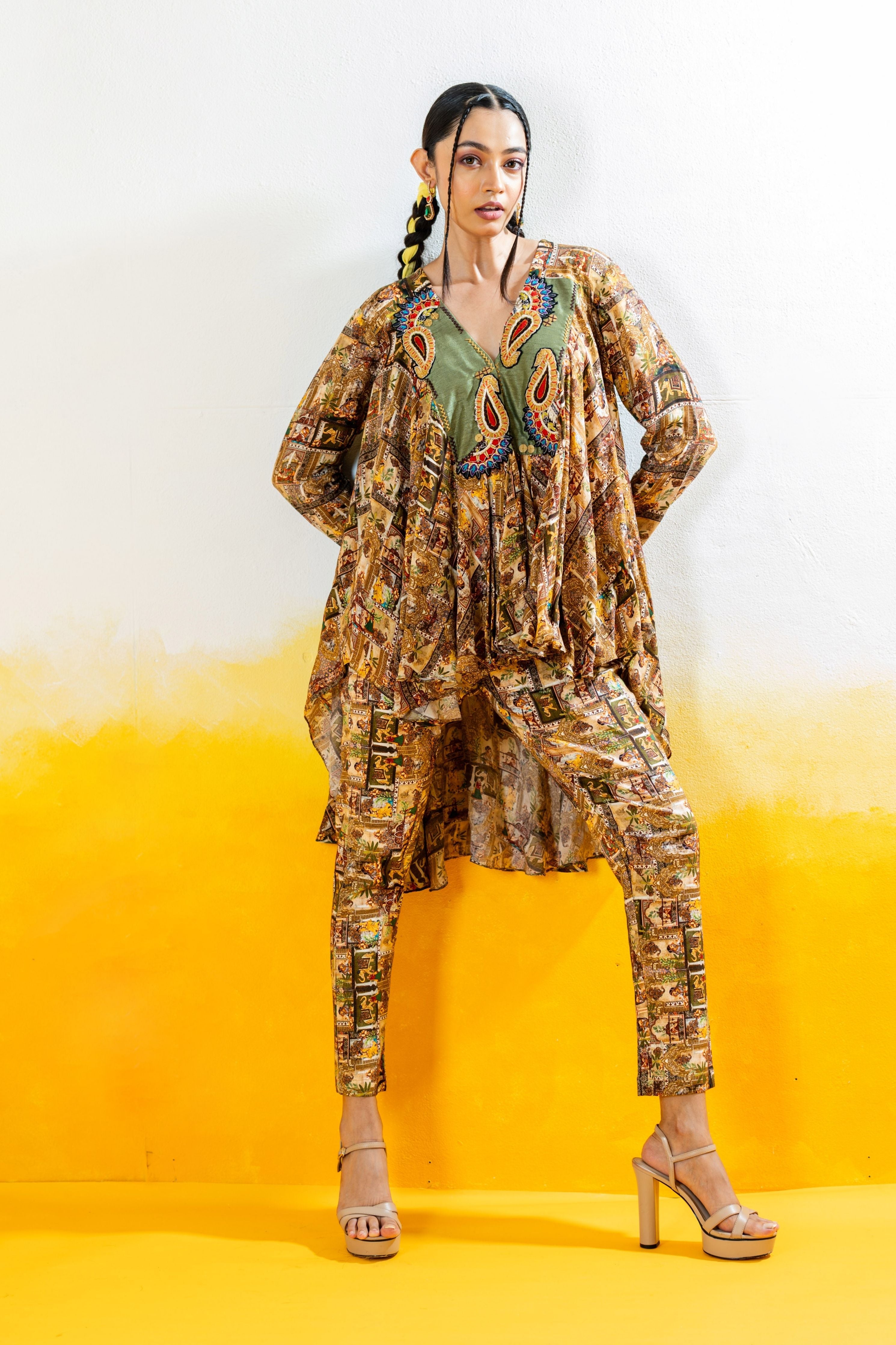Printed Coord Set With Short Kurta
