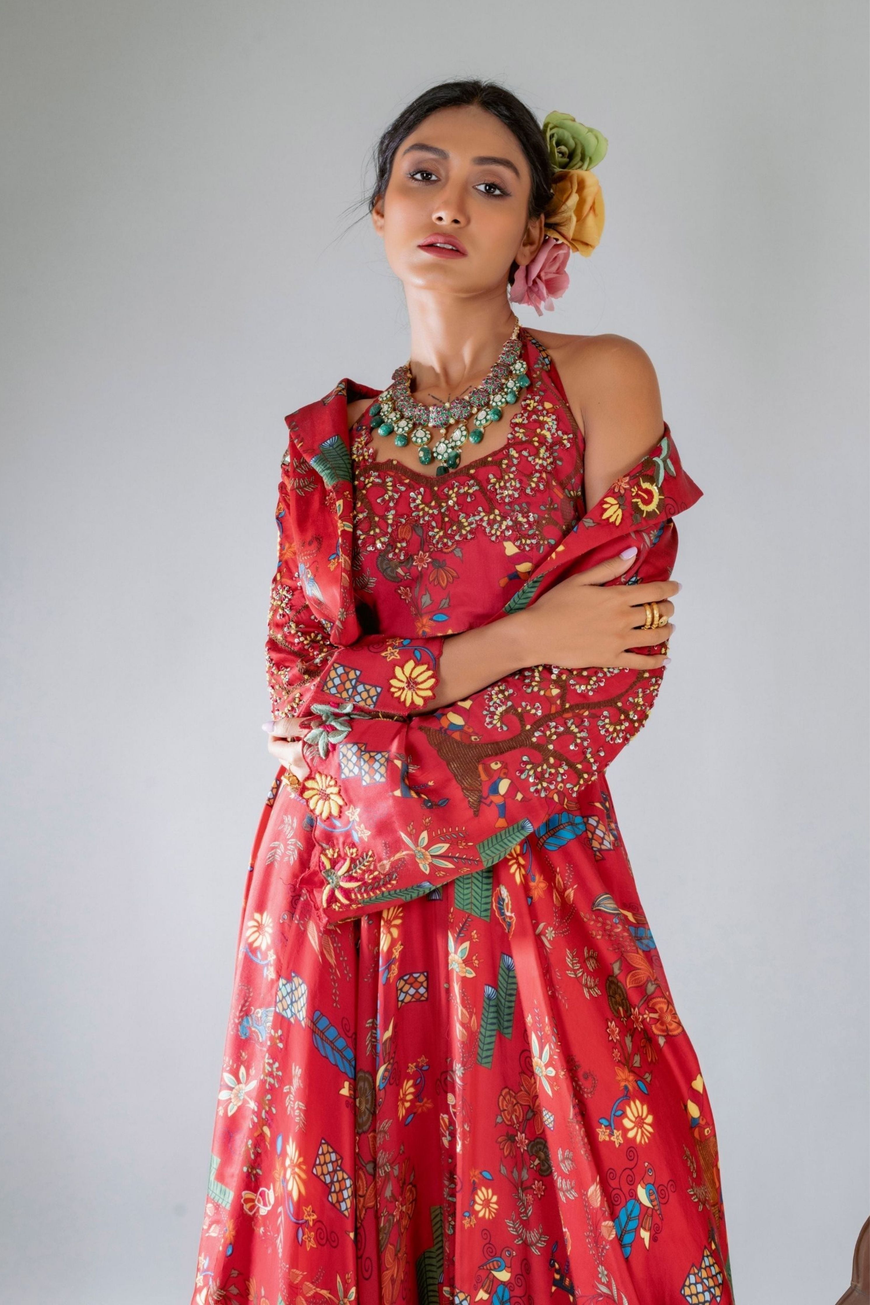 Printed Lehenga With Short Jacket