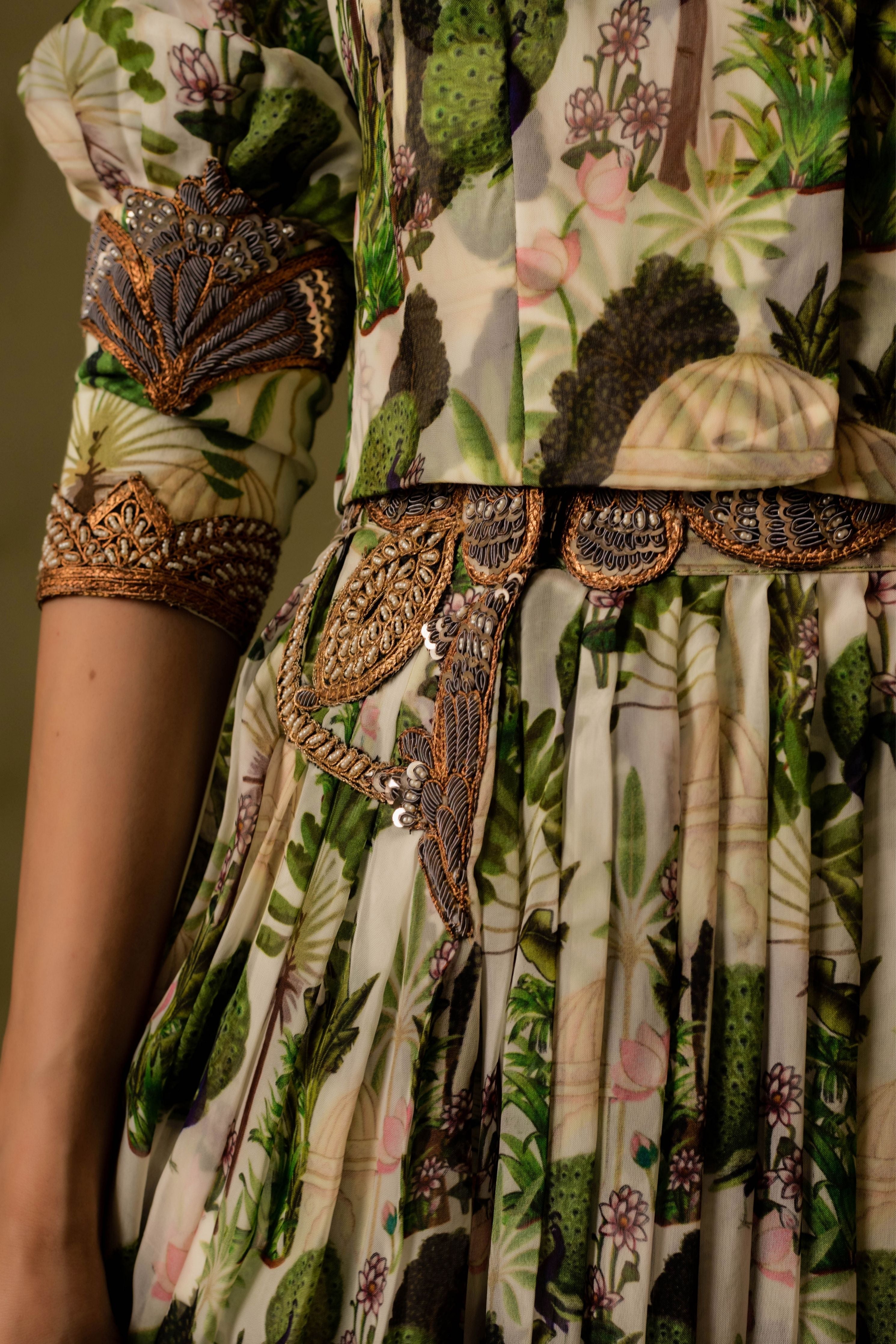 Short Jacket With Pant And Wrap Skirt