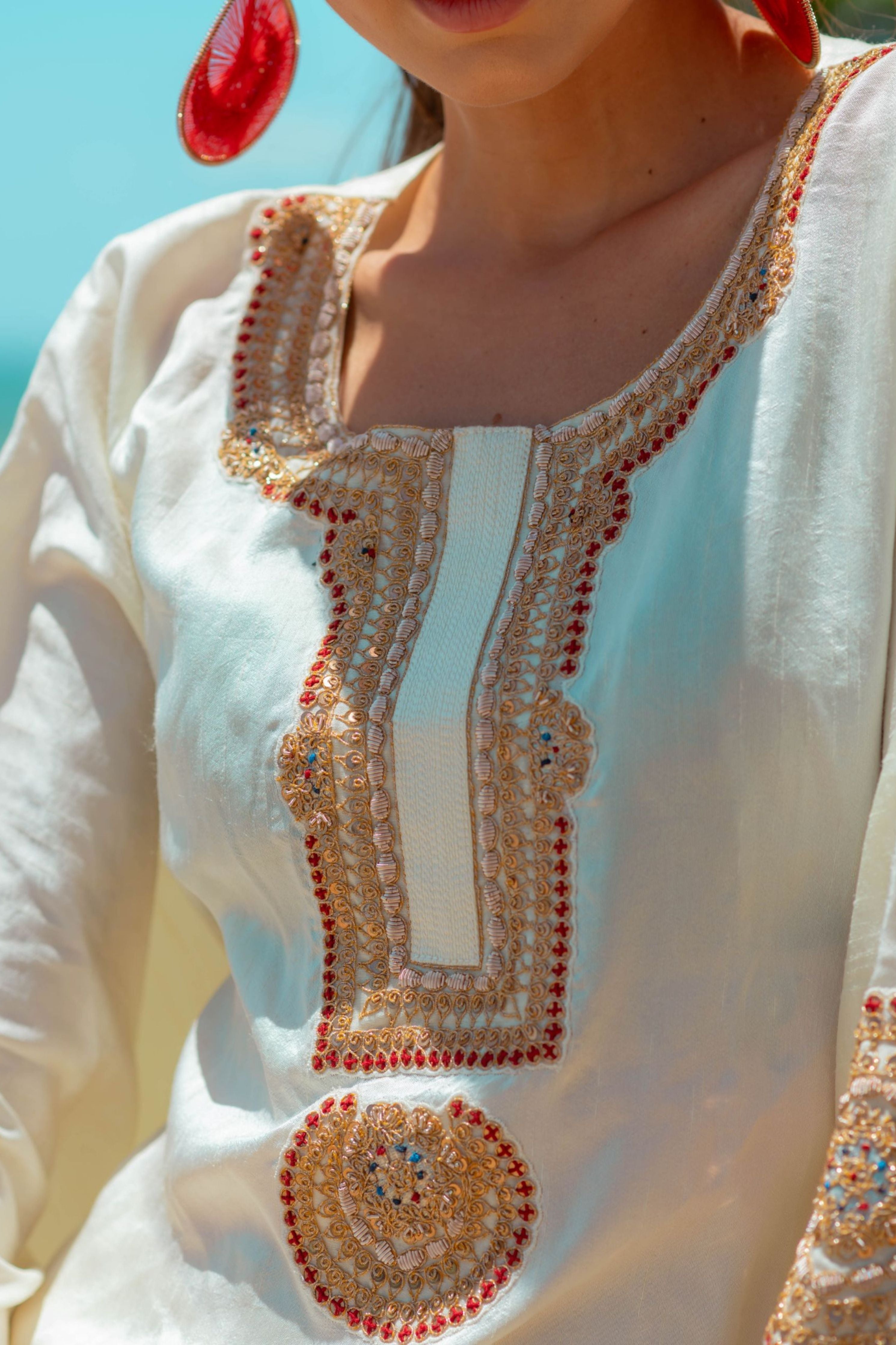 Embroidered Short Kaftaan With Drape Skirt