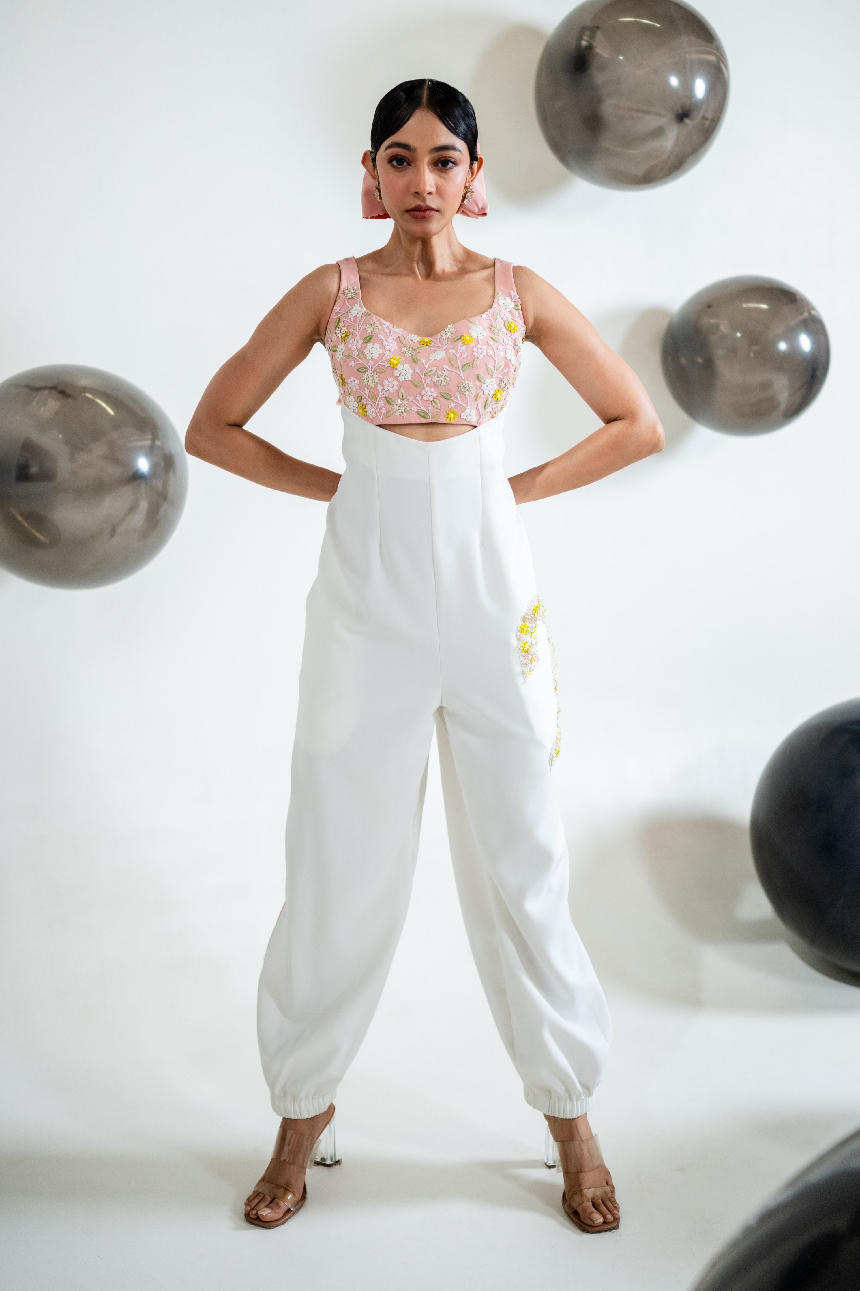Embroidered Bomber Jumpsuit