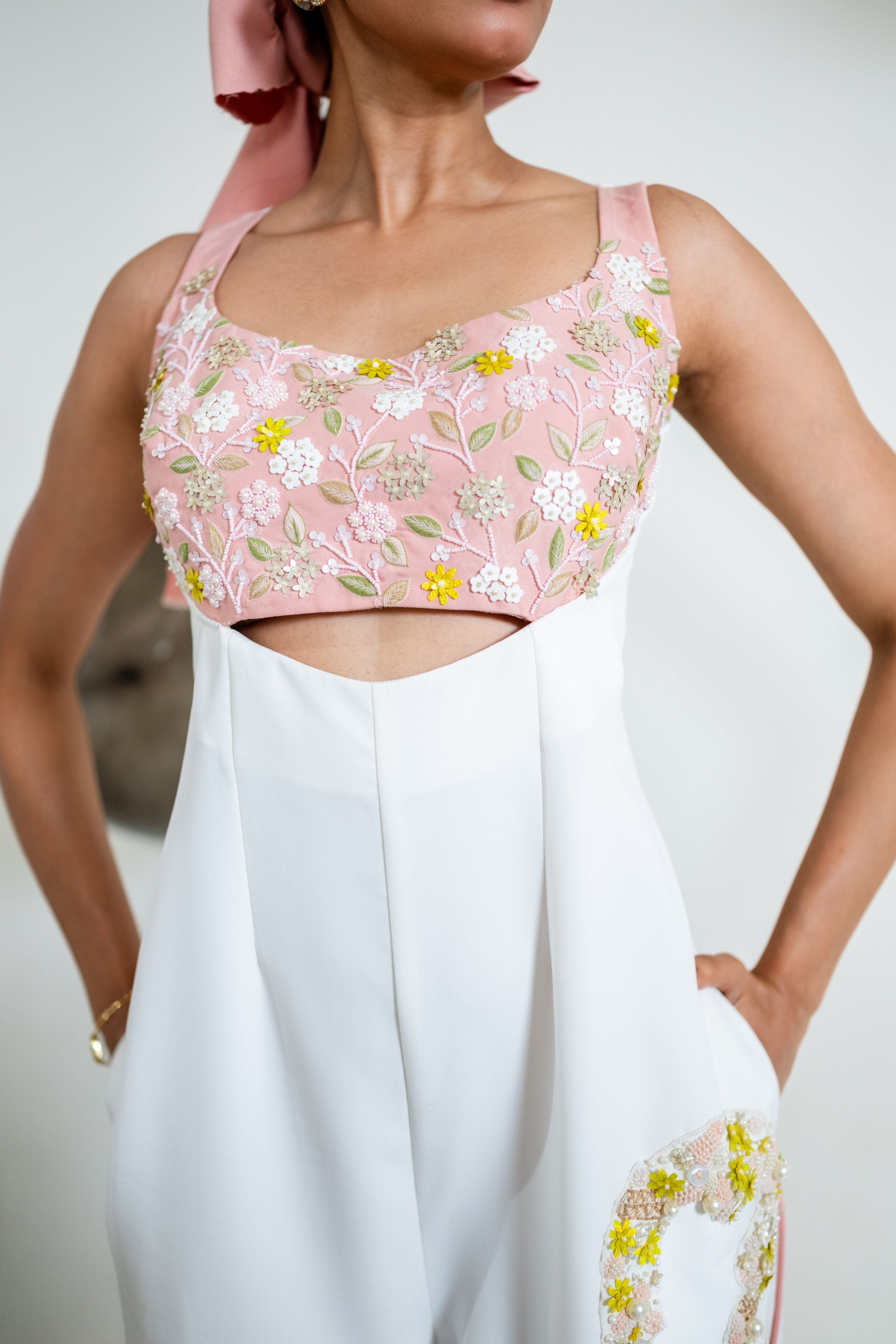 Embroidered Bomber Jumpsuit