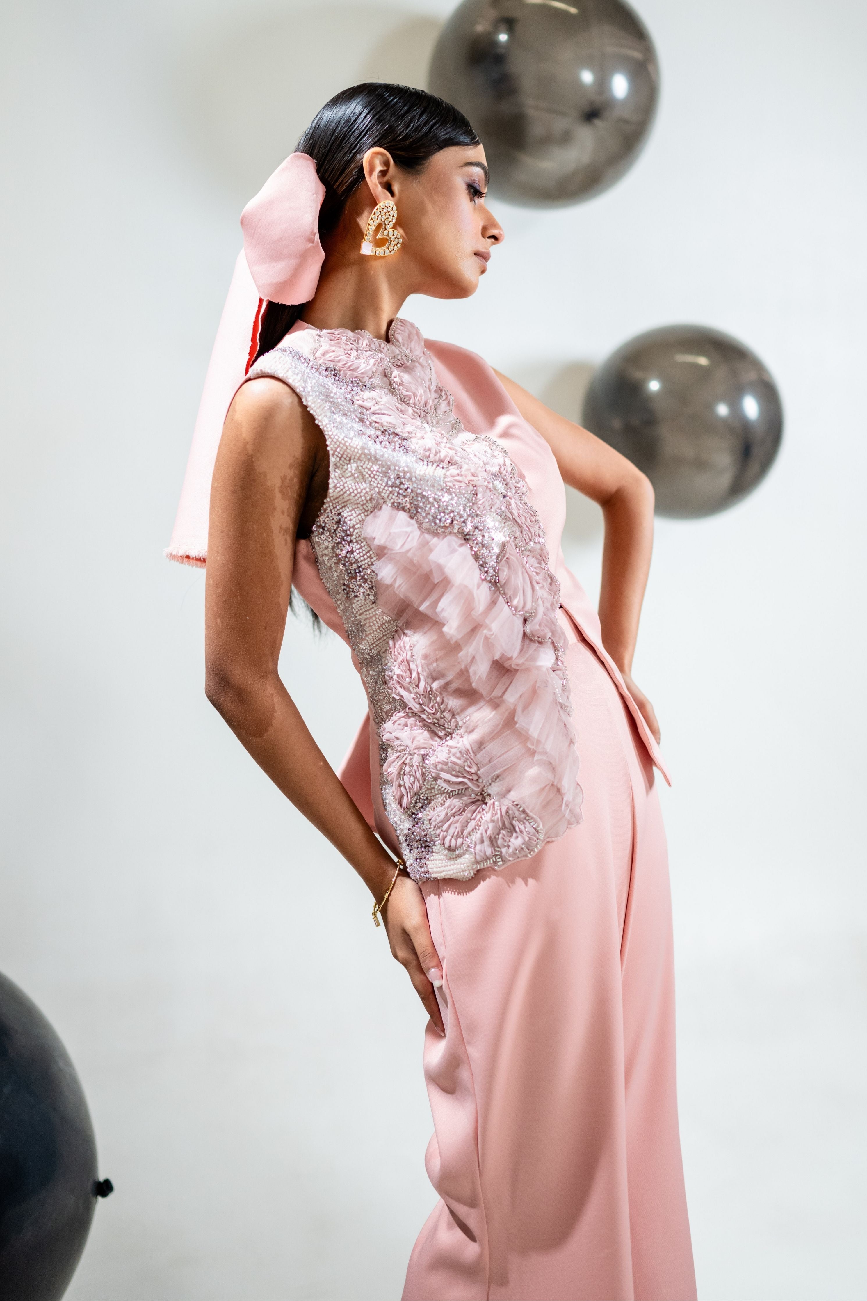 Embroidered Waistcoat With Flared Pants