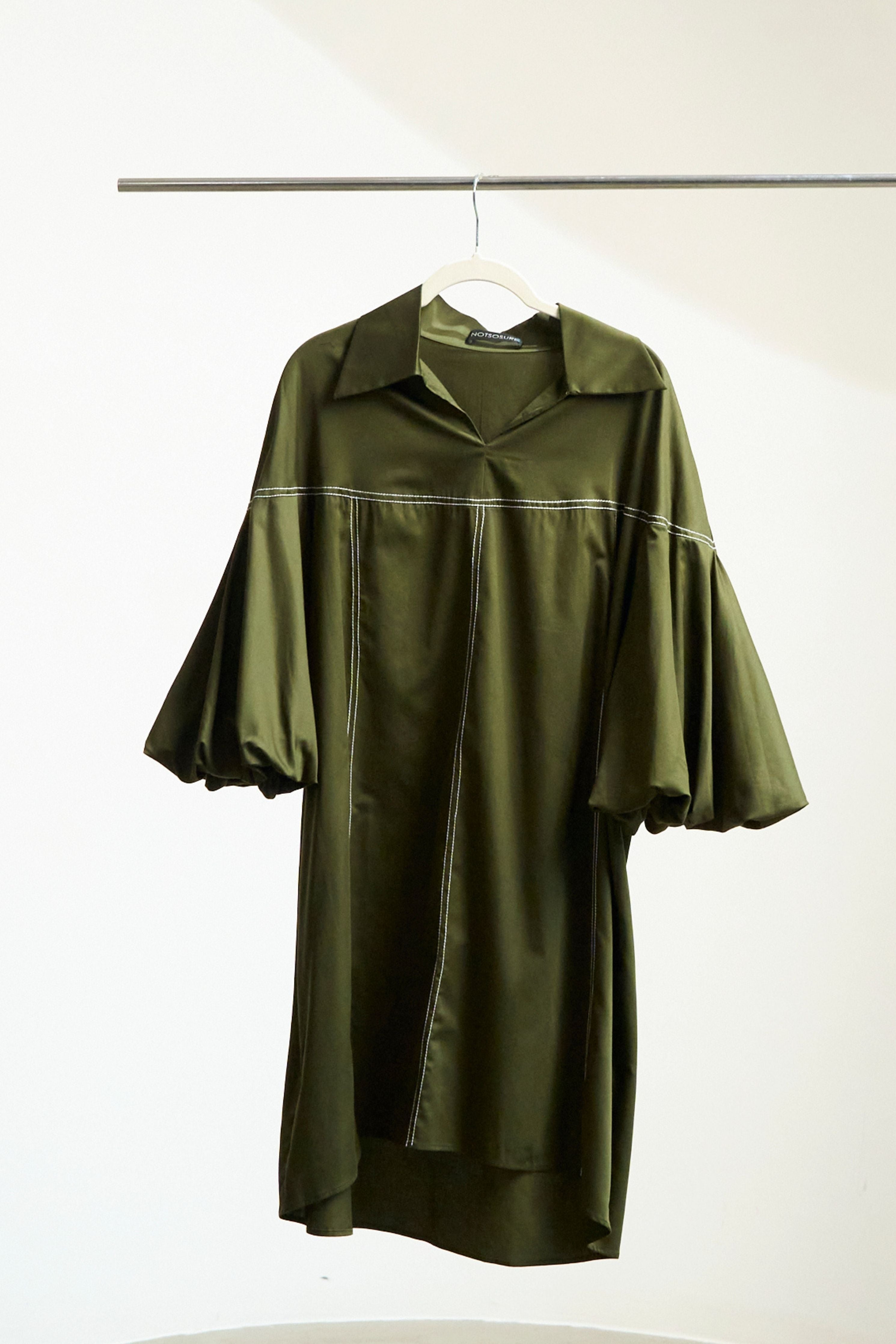 Olive Puff Dress