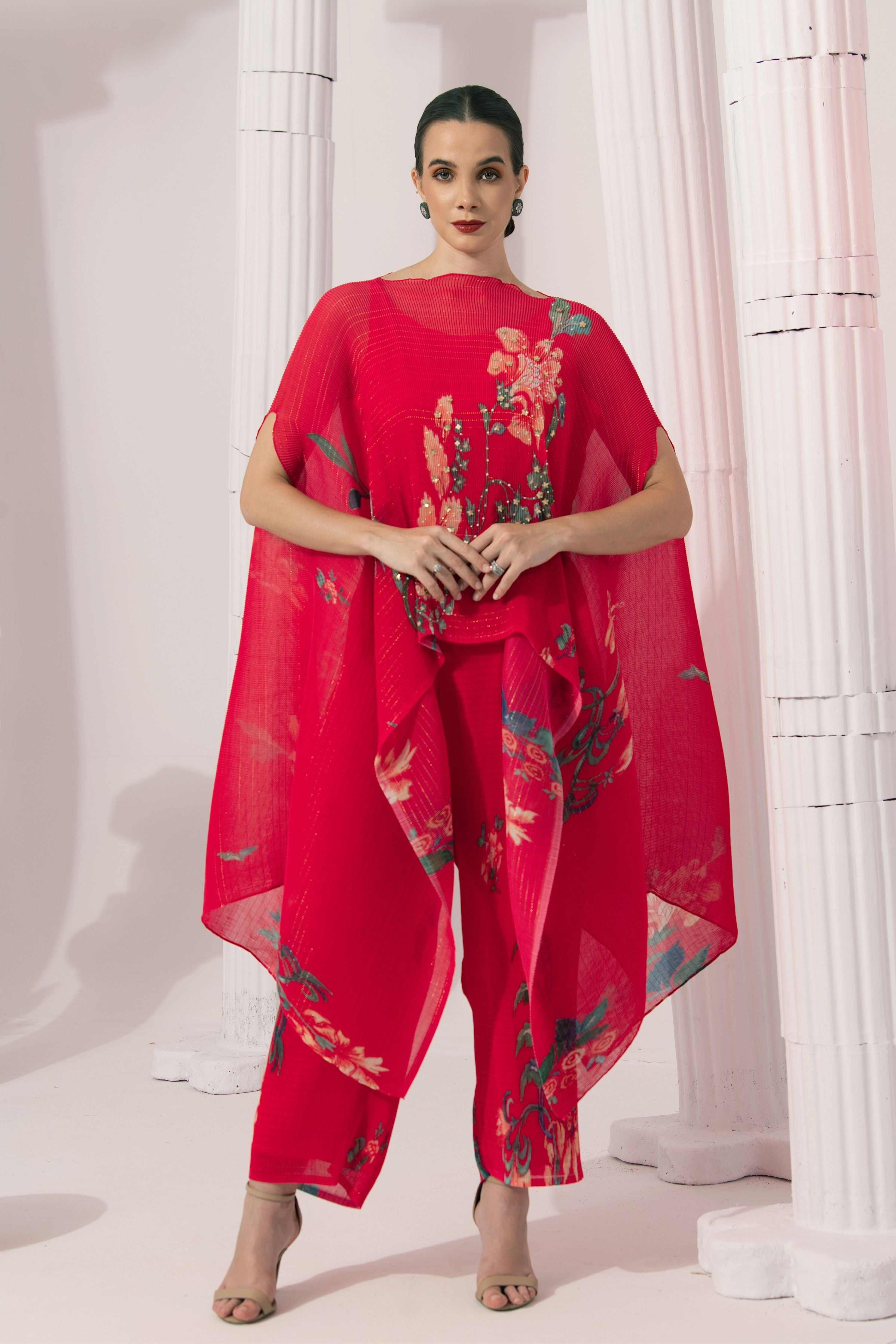 Wildflower Muse Cherry Red Kaftan & Pant Set