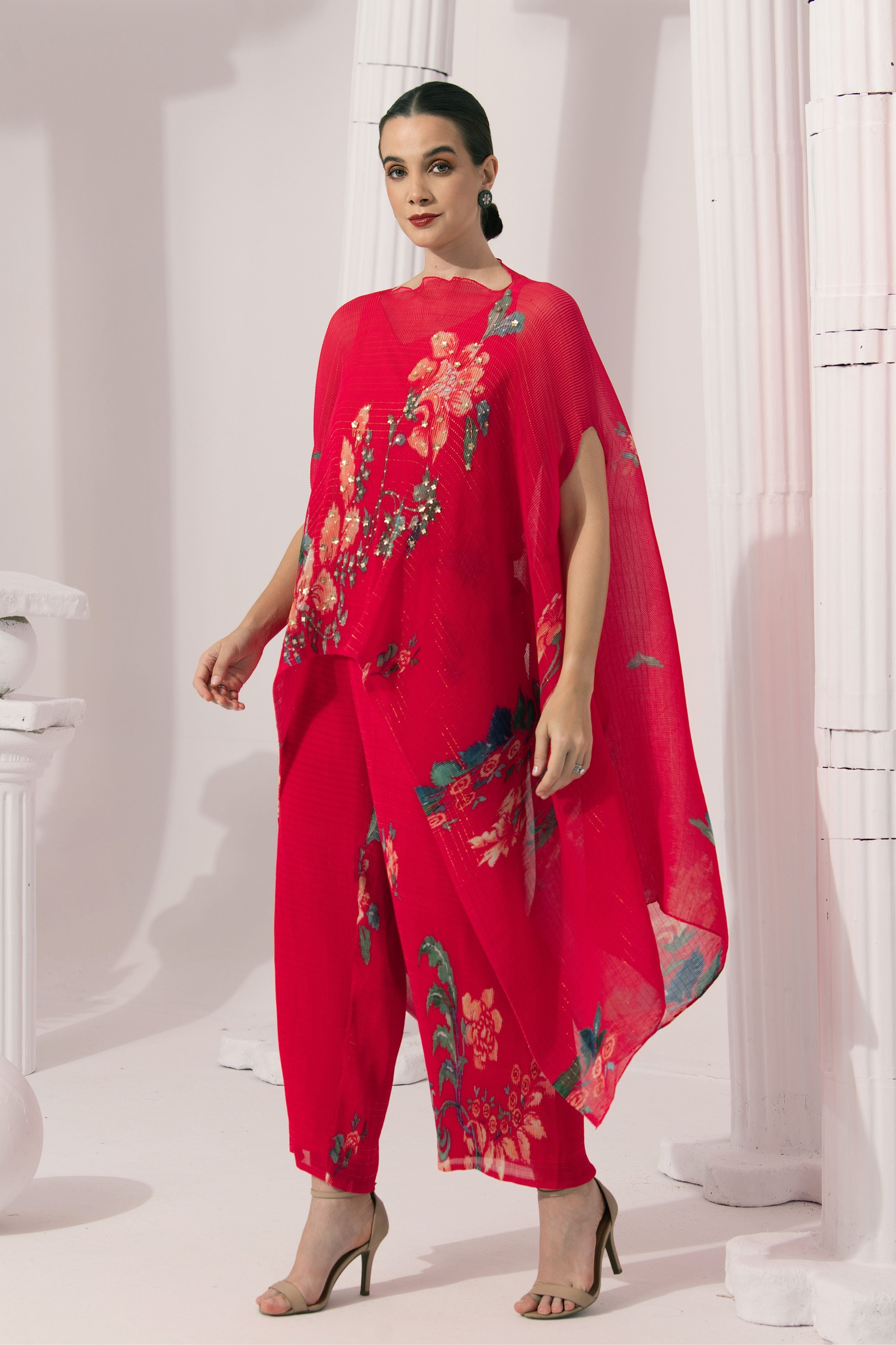 Wildflower Muse Cherry Red Kaftan & Pant Set