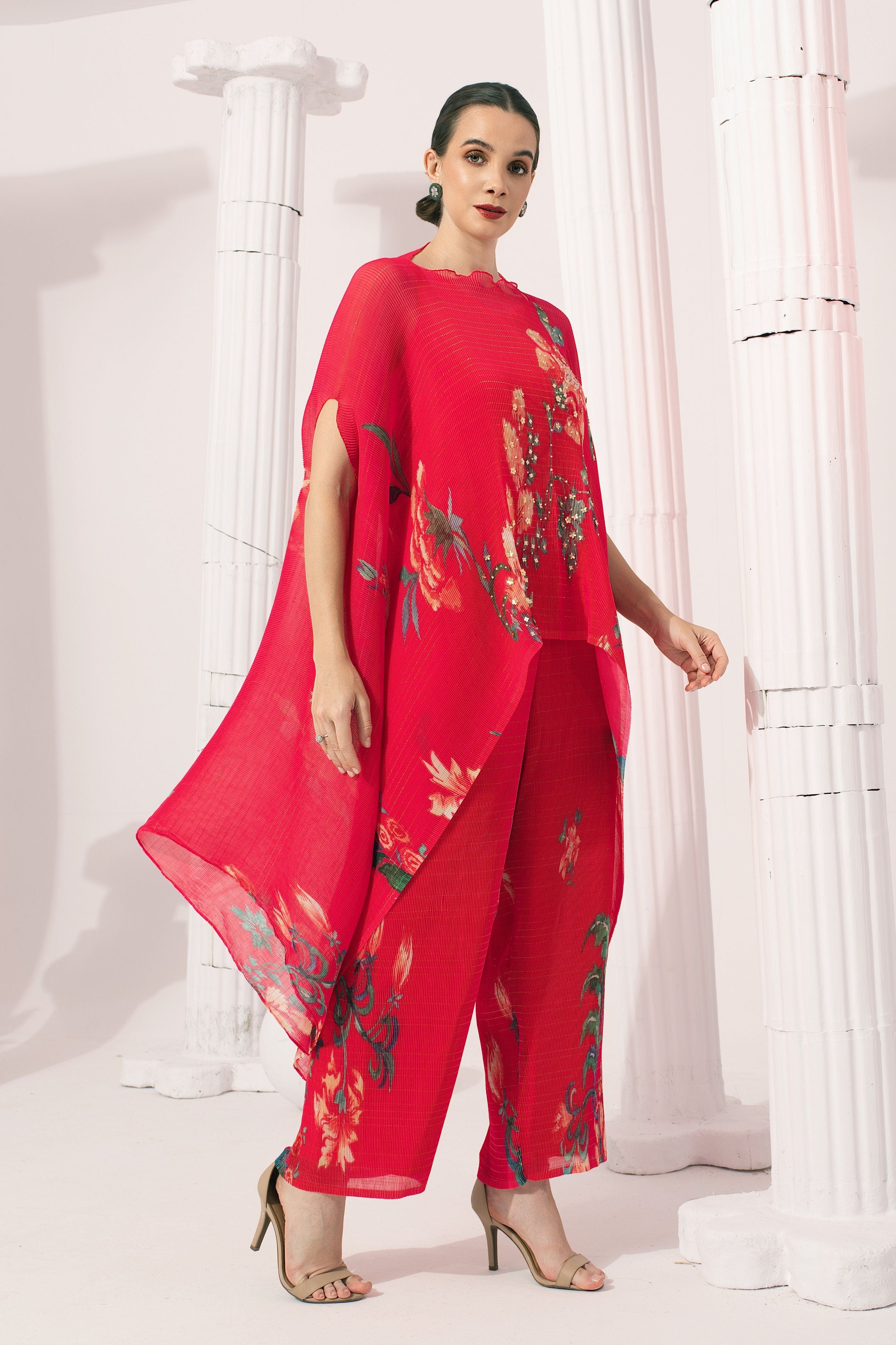 Wildflower Muse Cherry Red Kaftan & Pant Set