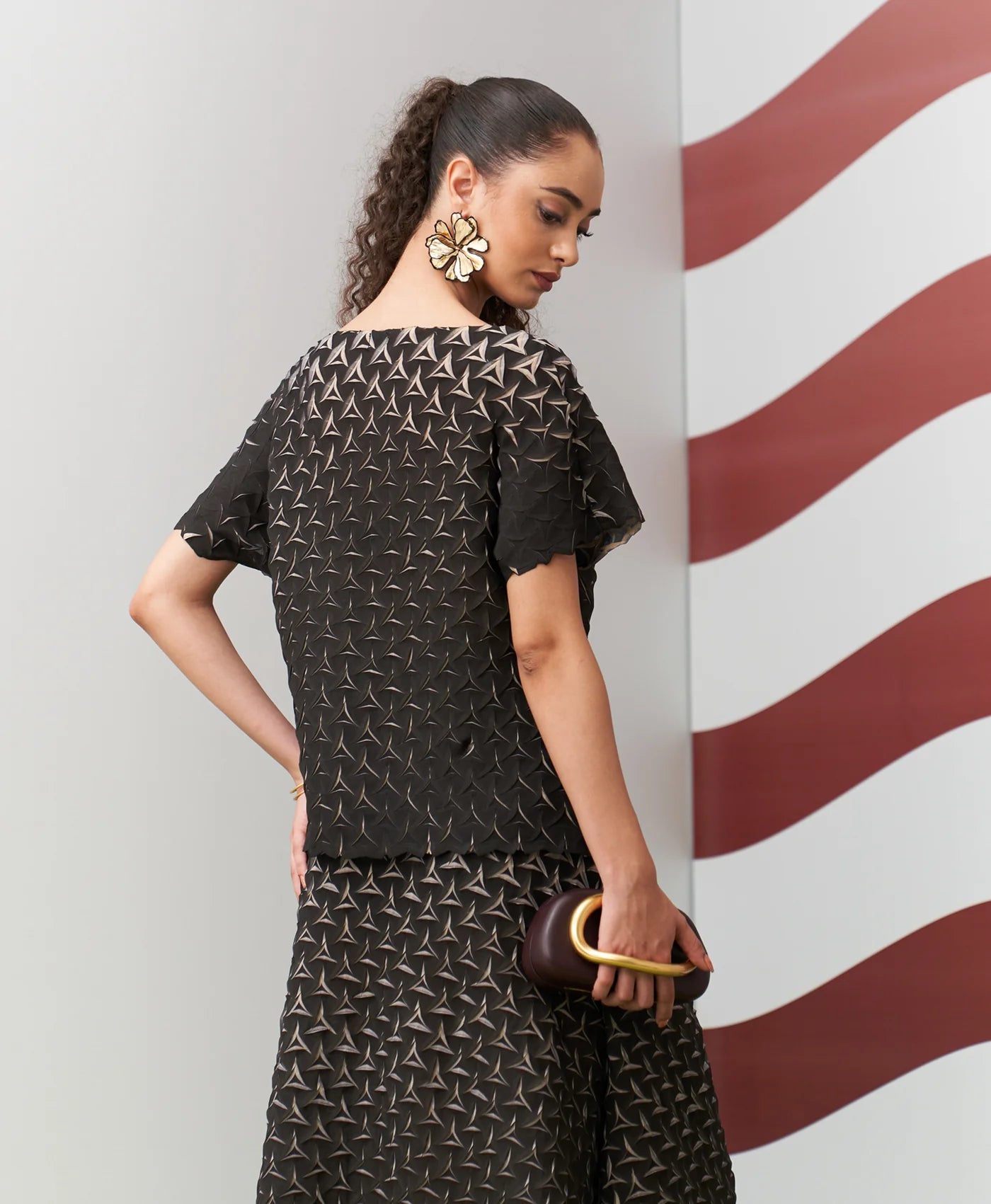 BEIGE BLACK ALTO SKIRT SET