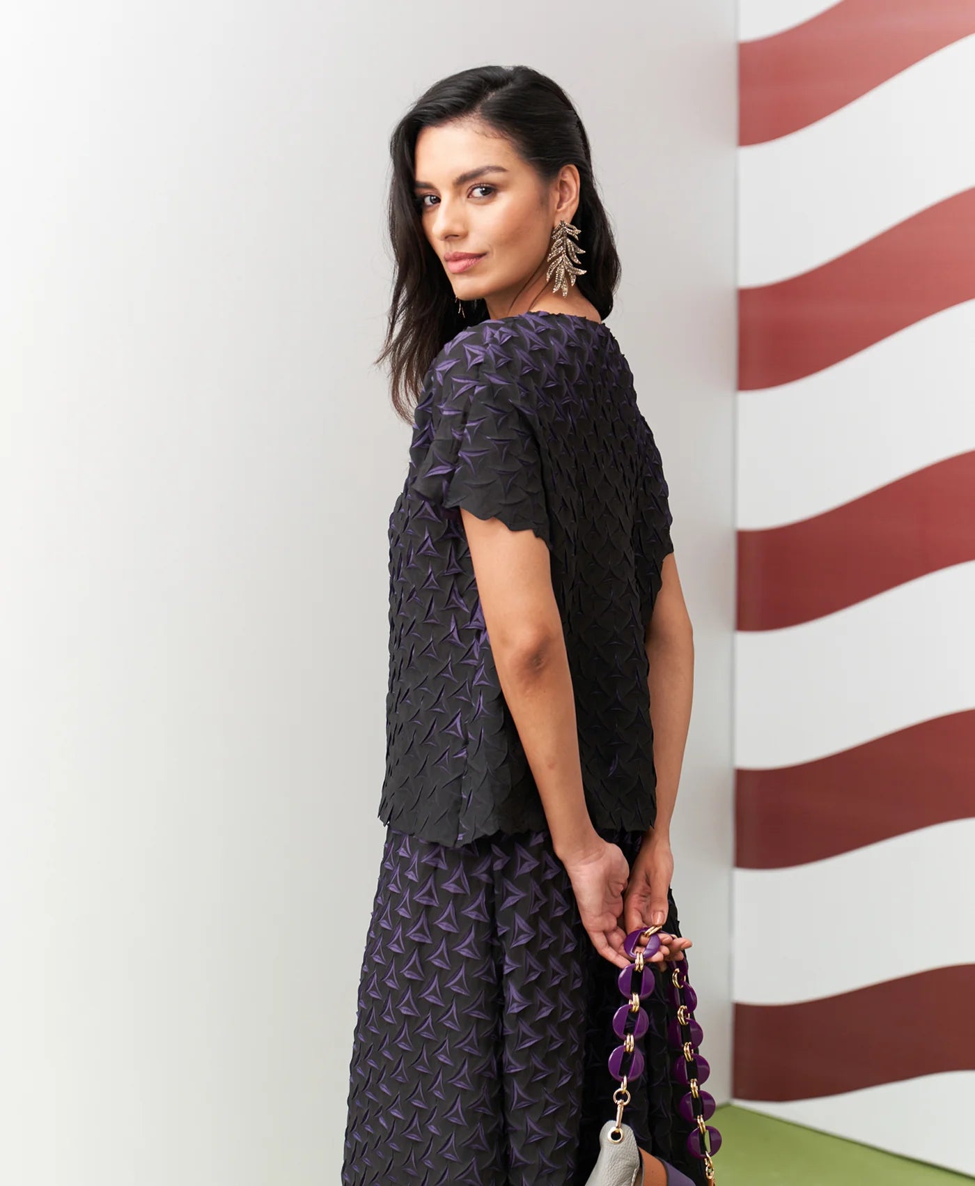 PURPLE BLACK ALTO SKIRT SET