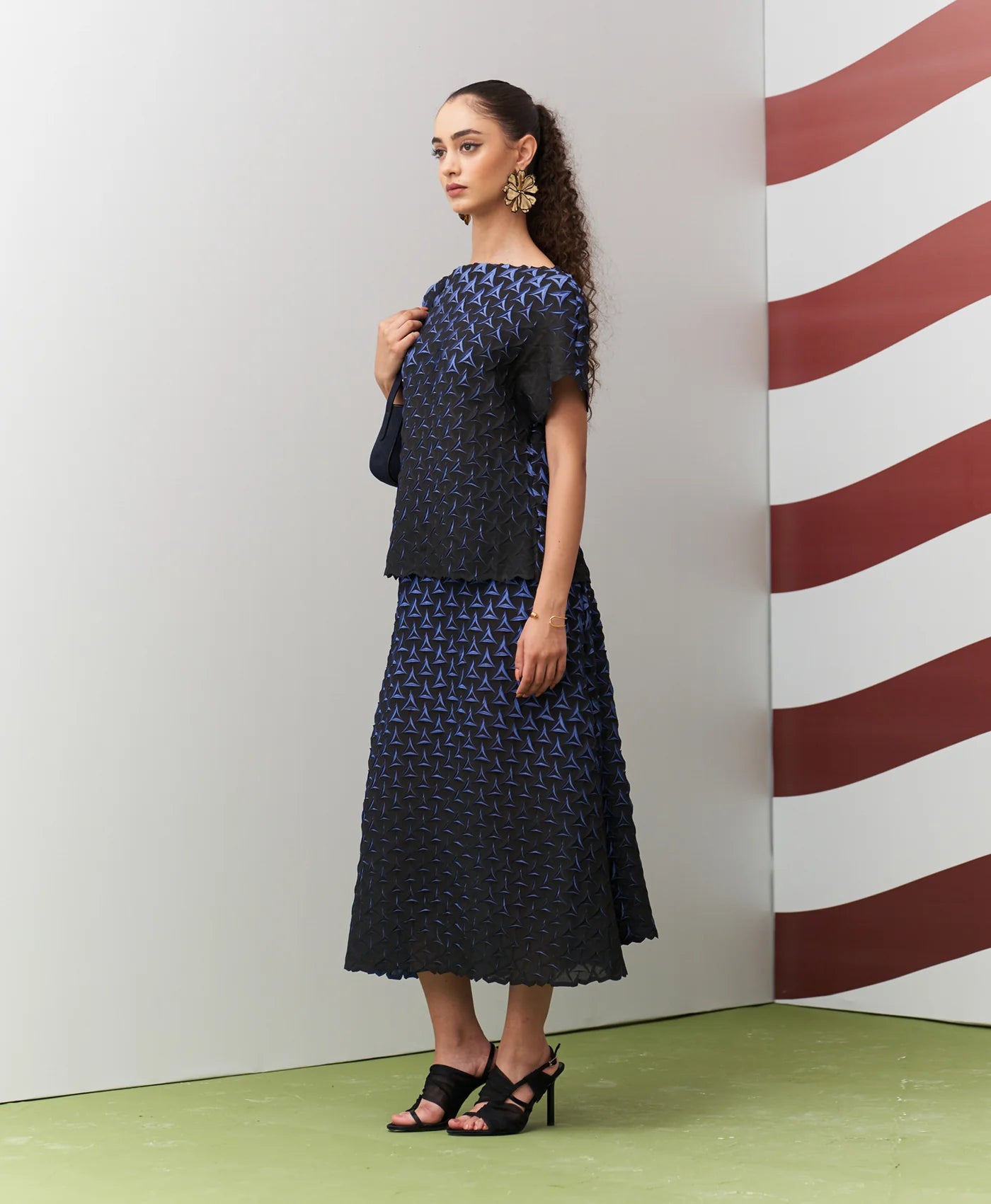 BLUE BLACK ALTO SKIRT SET