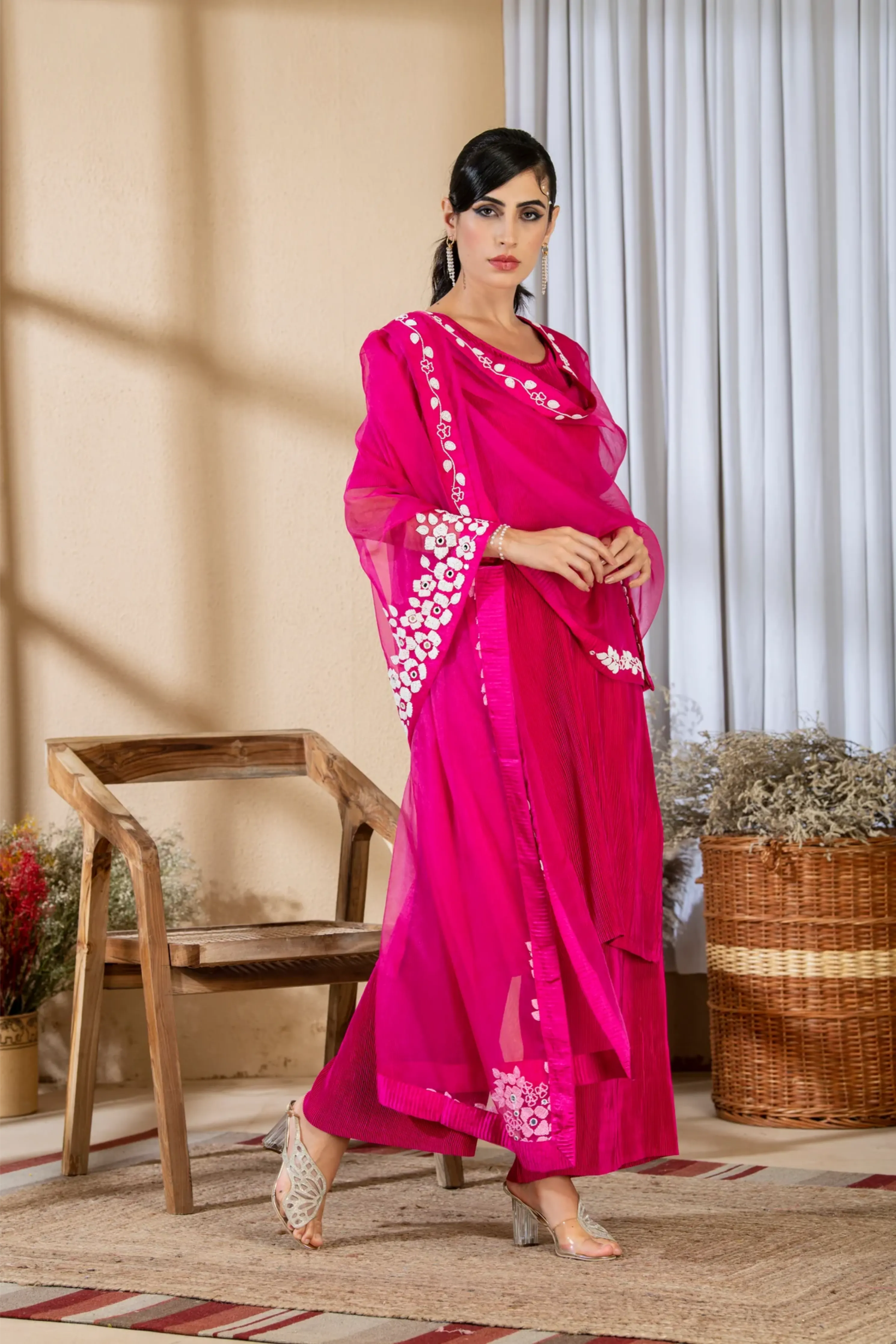 Hot Pink Pearl Kurta Set