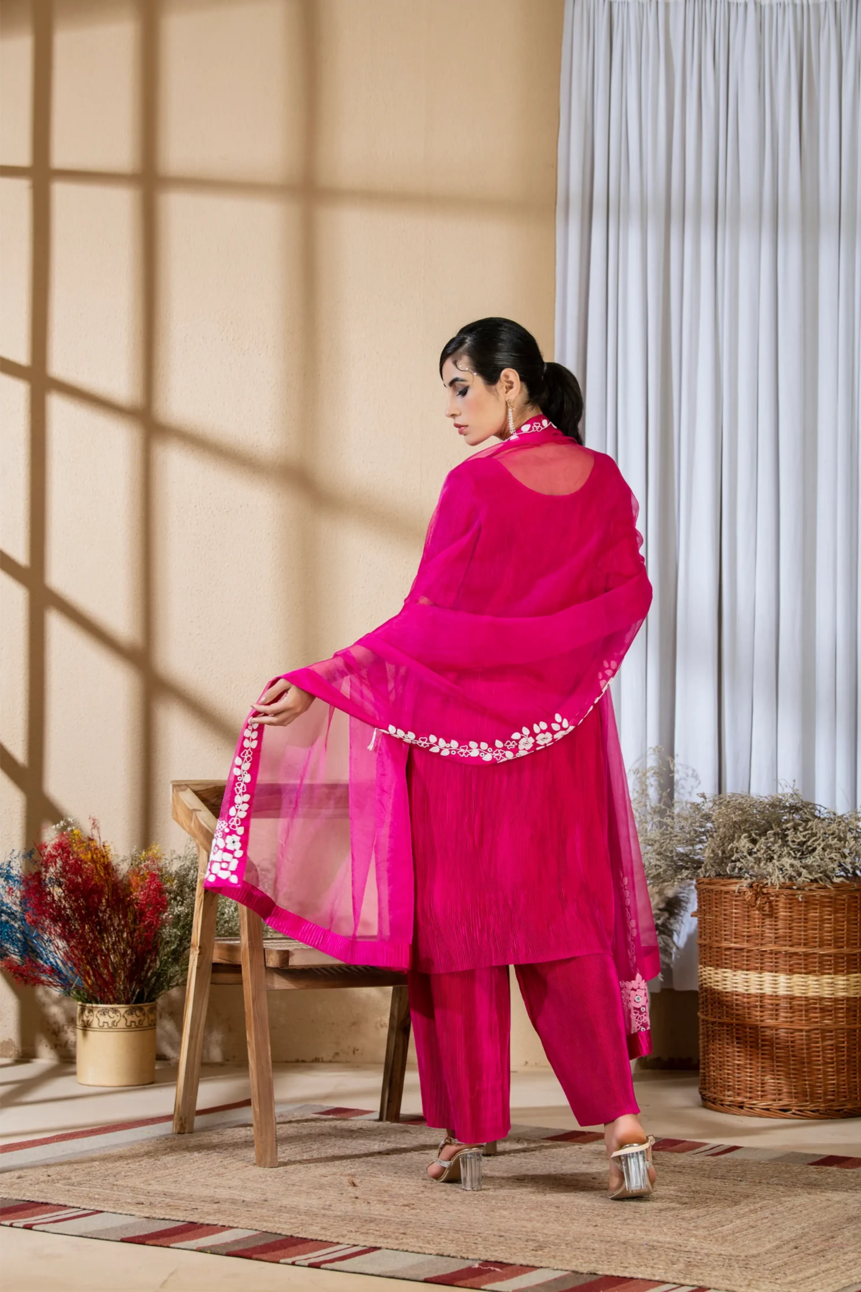 Hot Pink Pearl Kurta Set