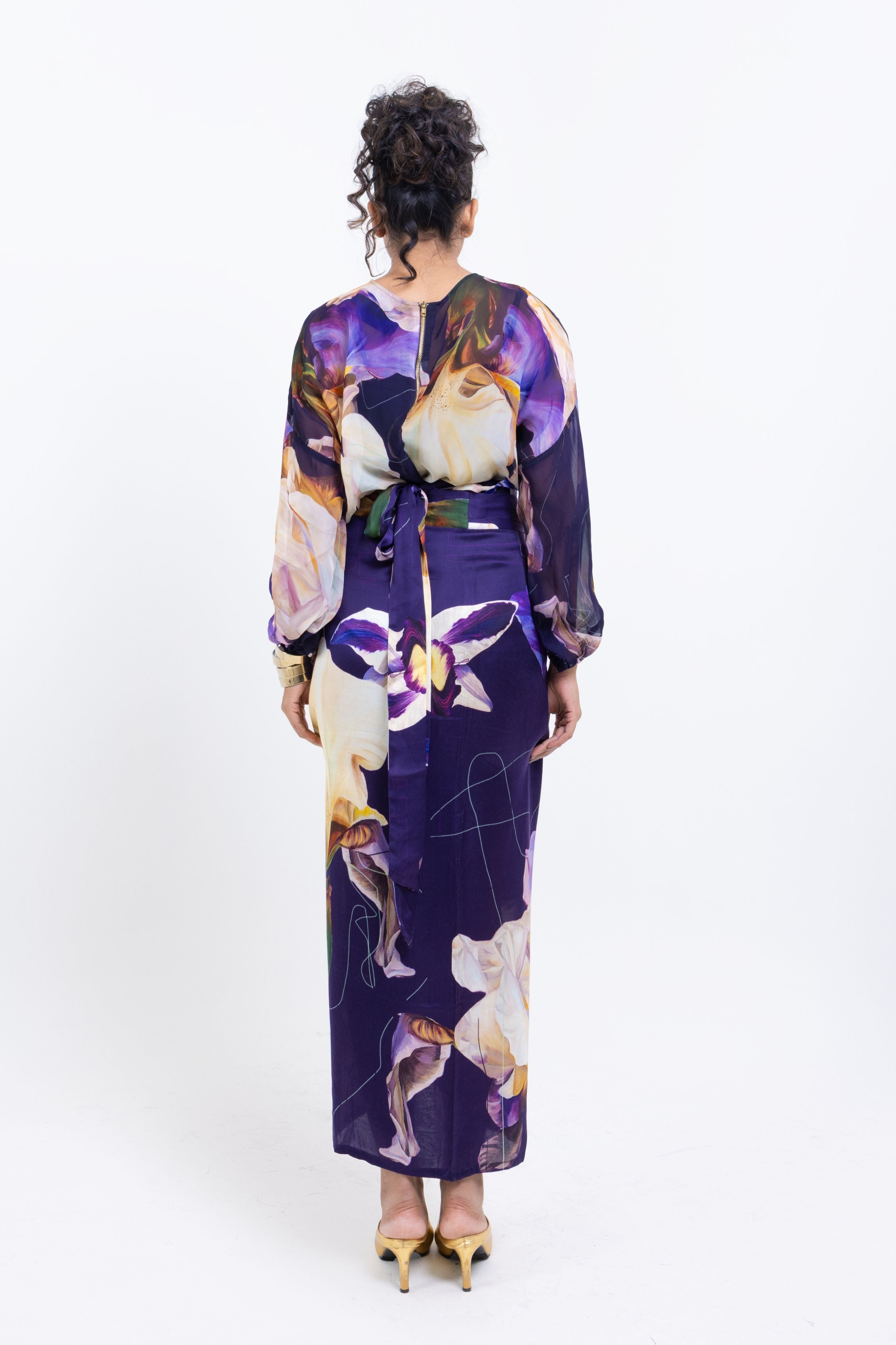Floral Print Sheer Top – Purple