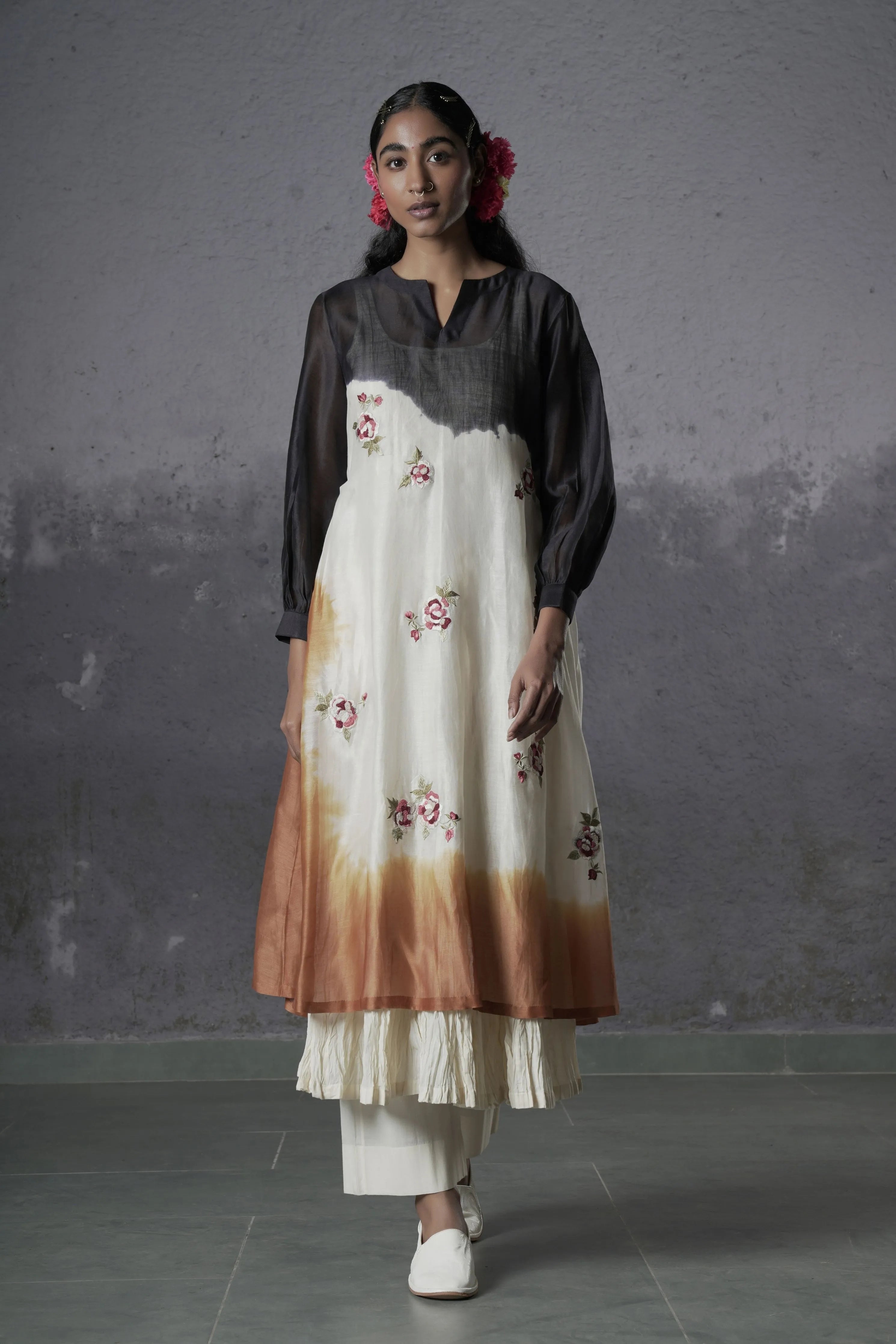 Ivory & Burnt Orange Kurta Set