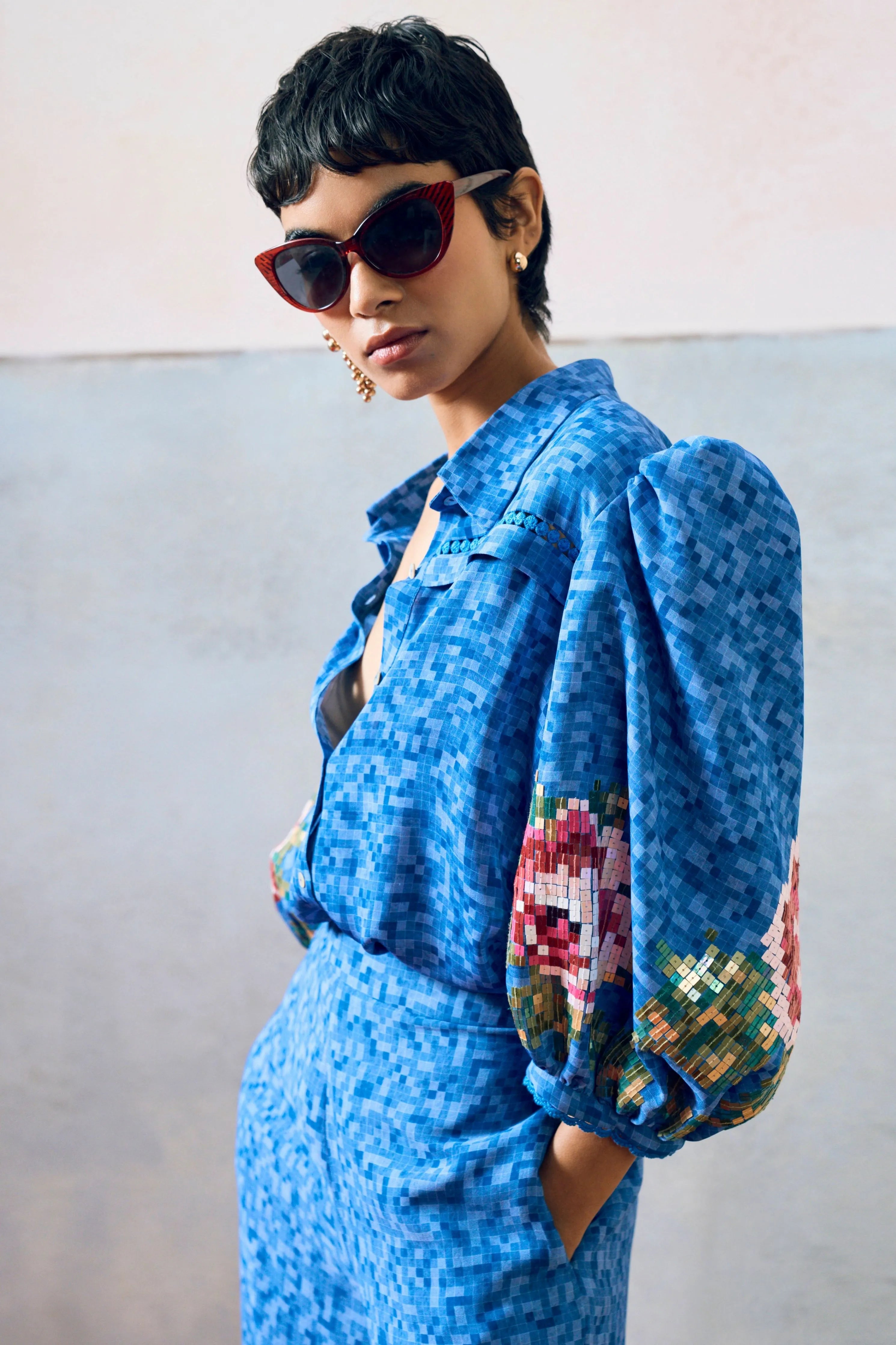 Capri Balloon Shirt Blue