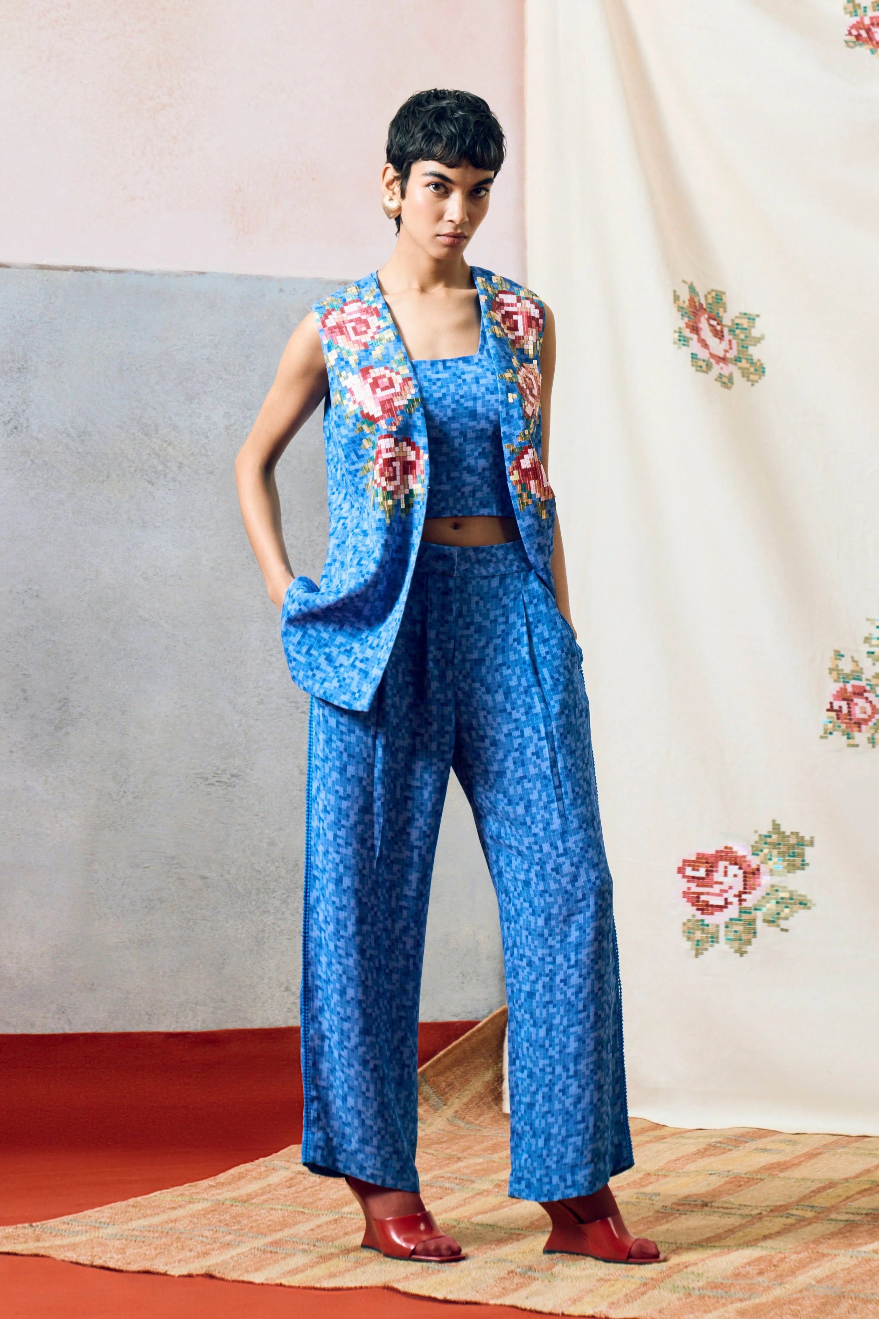 Milos Jacket Set Blue