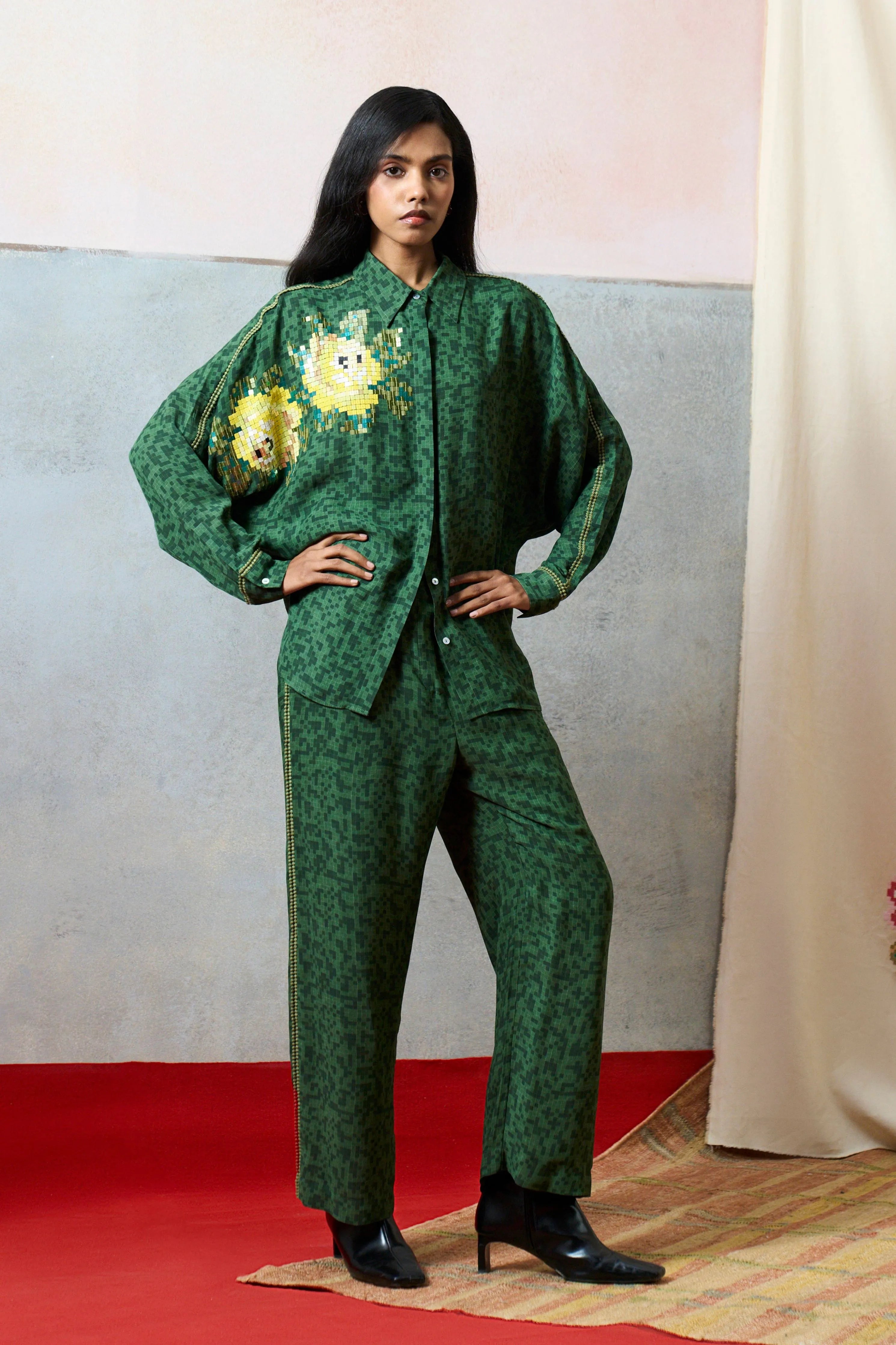 Elba Kimono Shirt Green
