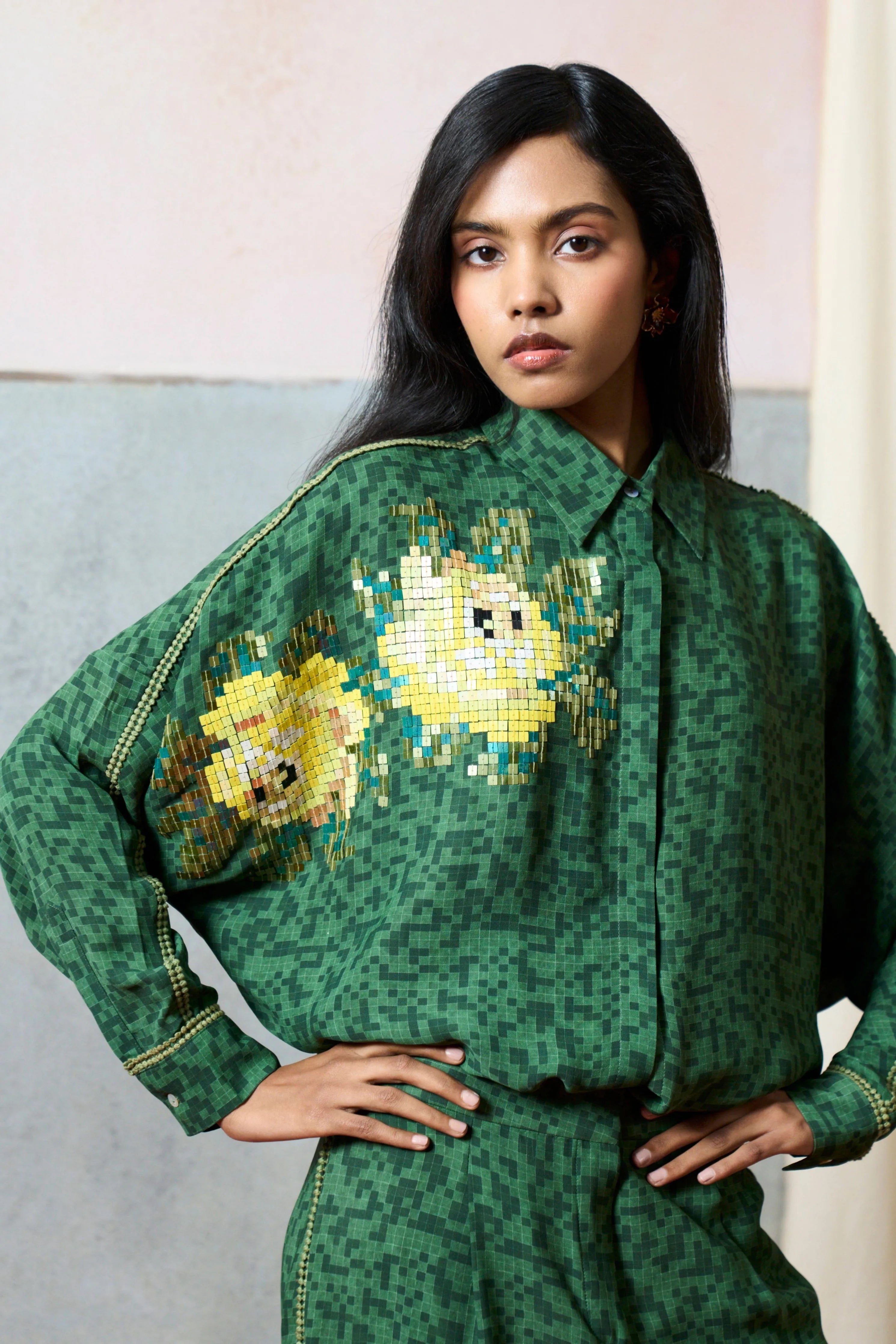 Elba Kimono Shirt Green