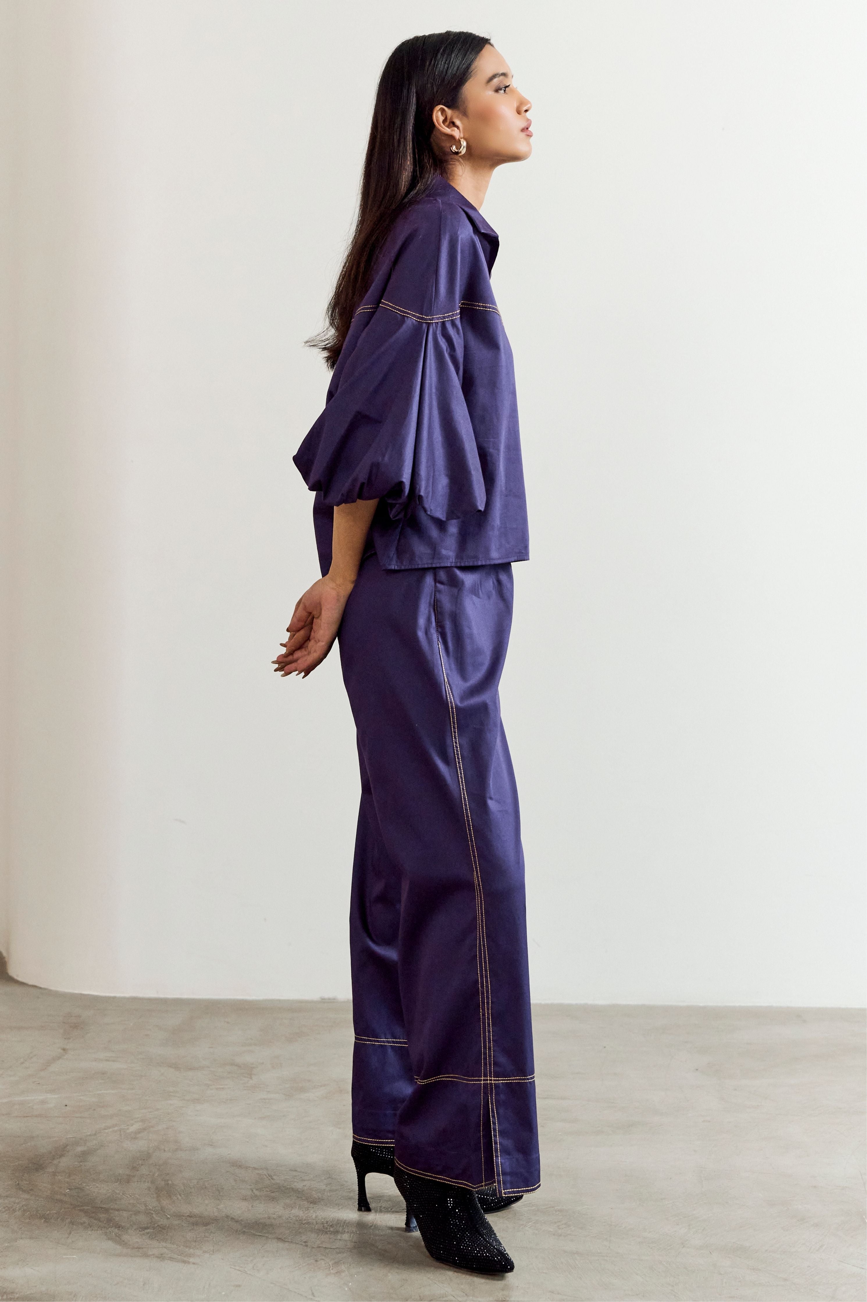 Purple Puff Shirt Coord