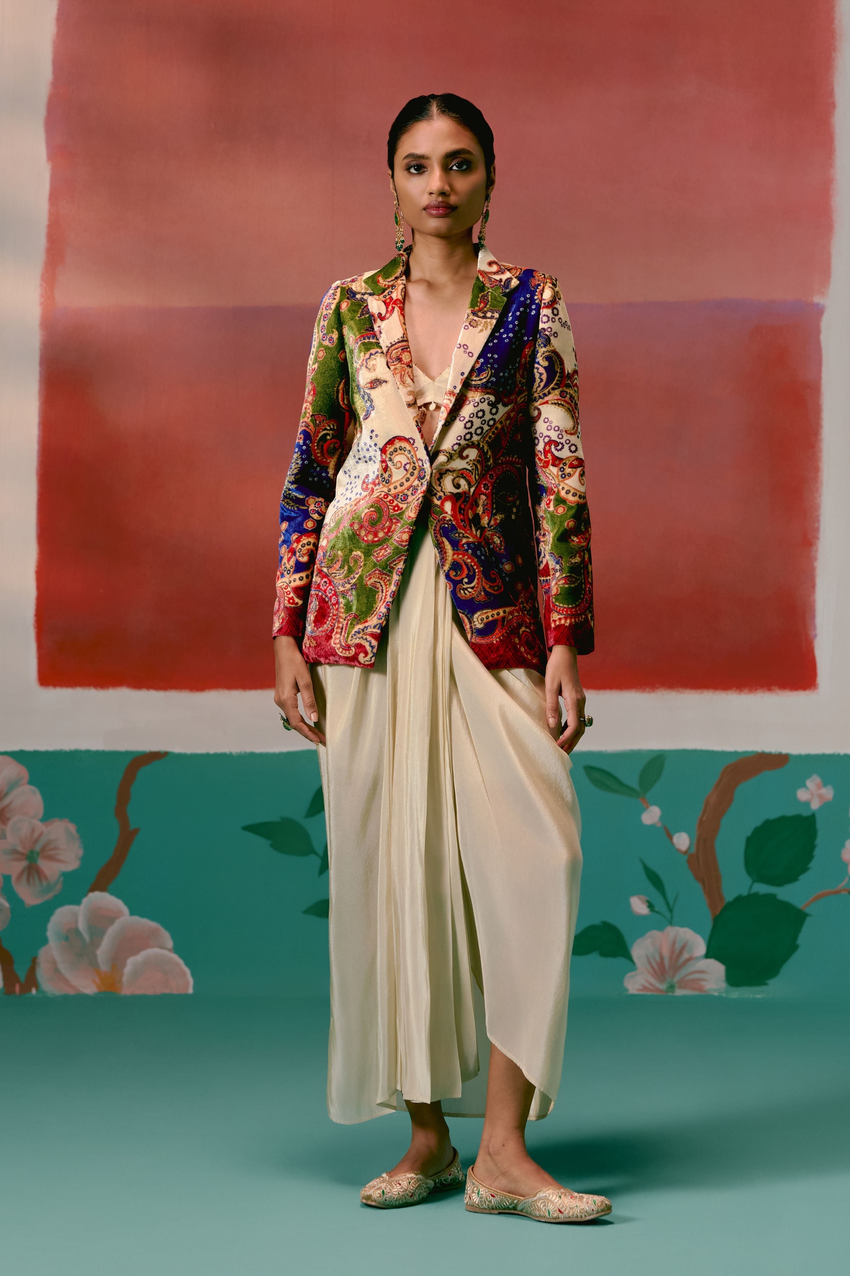 Paisley Blazer Dhoti Set