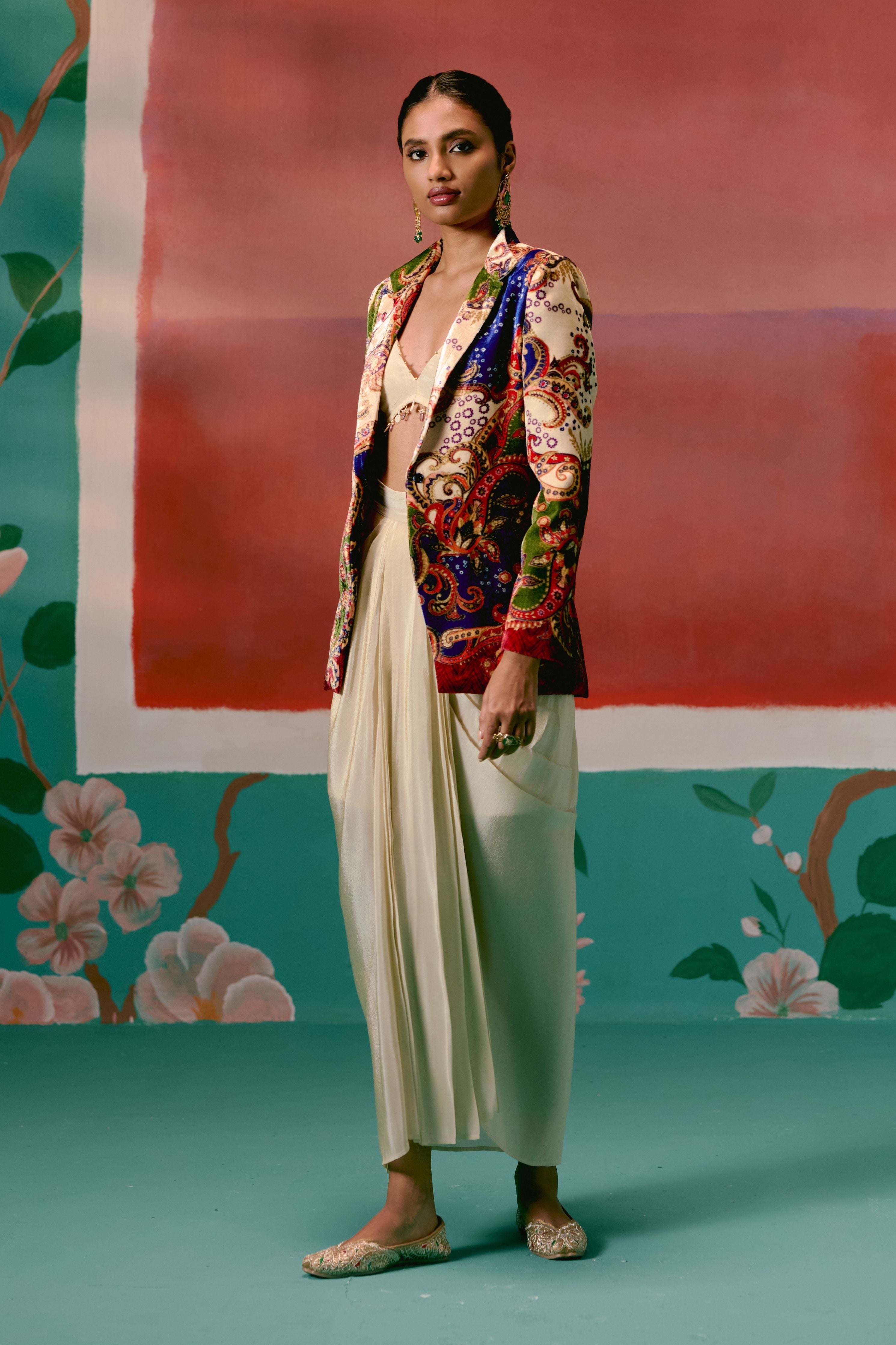 Paisley Blazer Dhoti Set