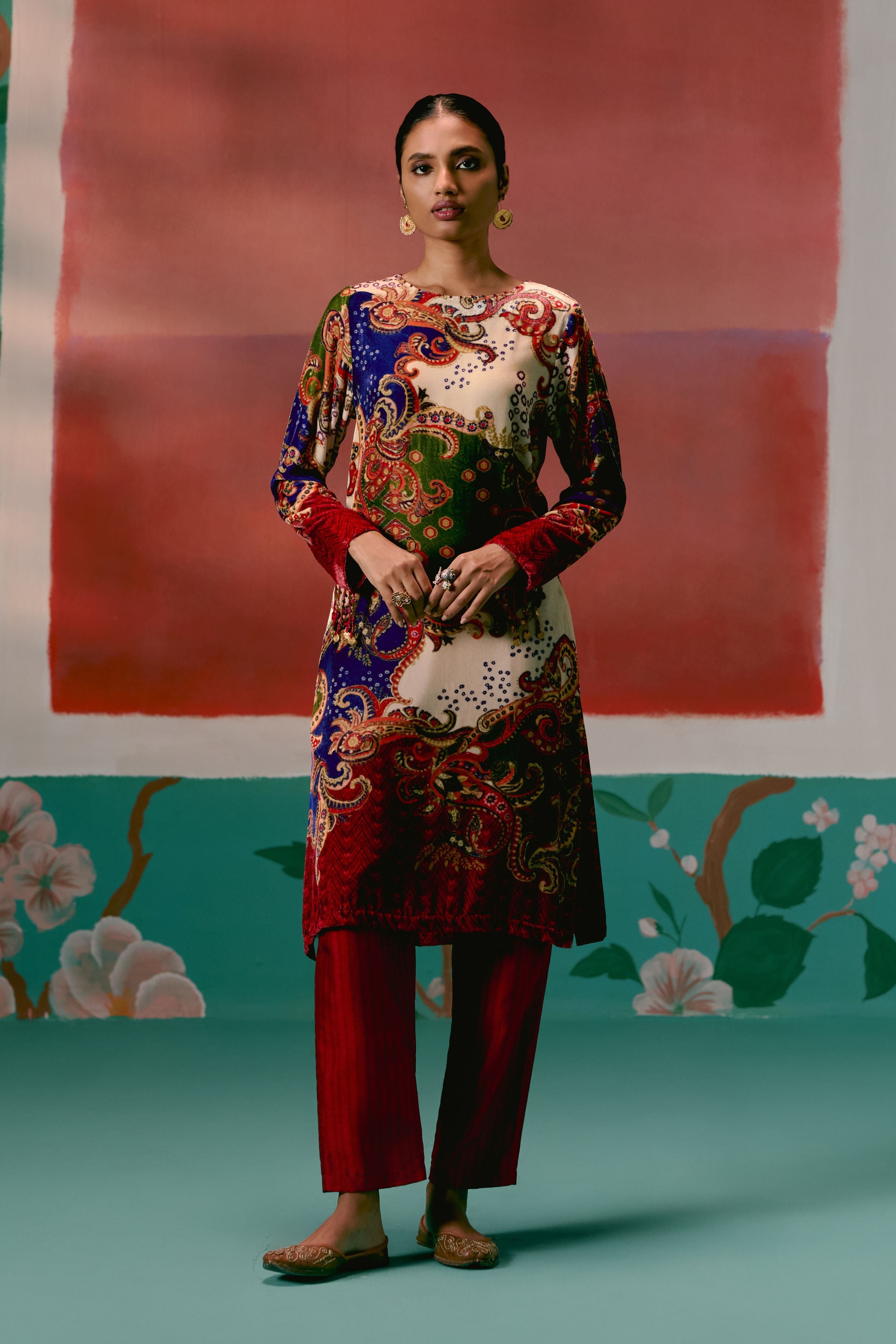 Paisley Velvet Kurta Set