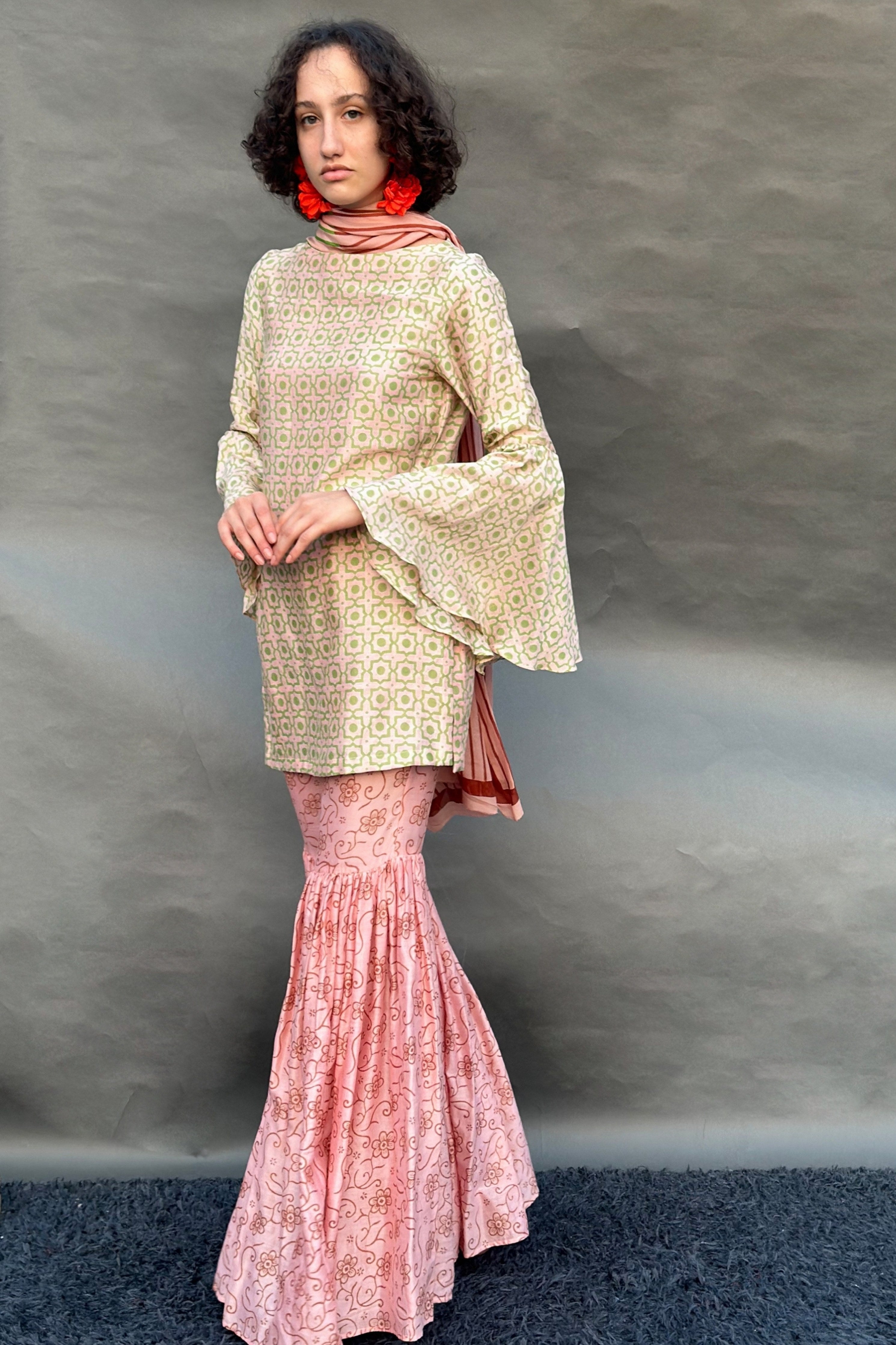 Peach Sharara Set