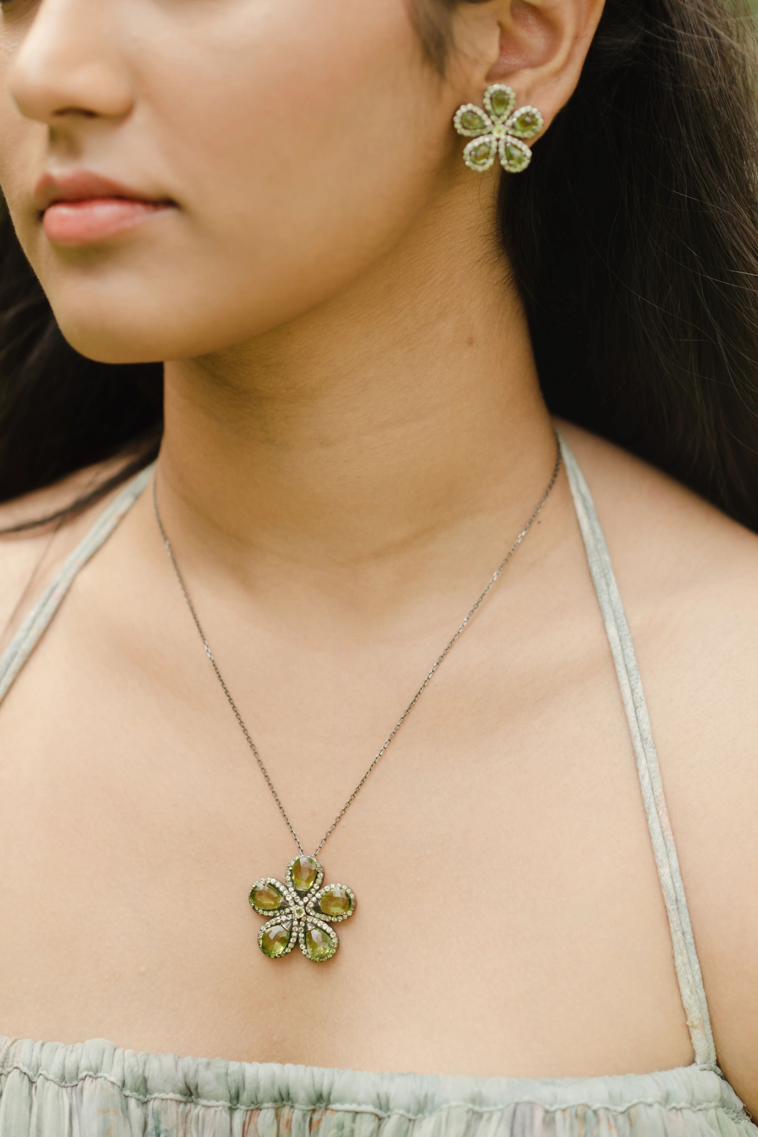 Peridot Flower Pendant