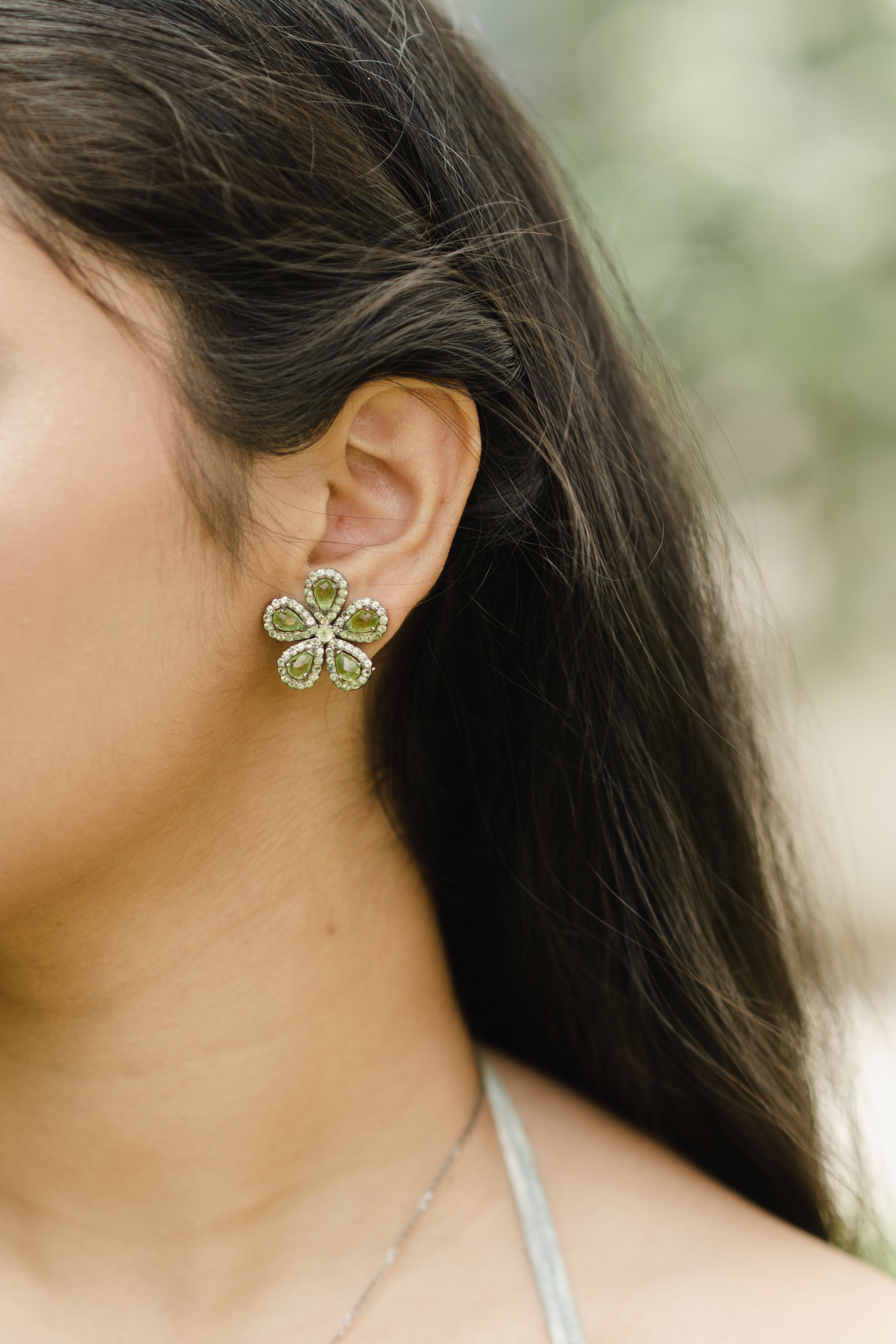 Peridot Flower Studs