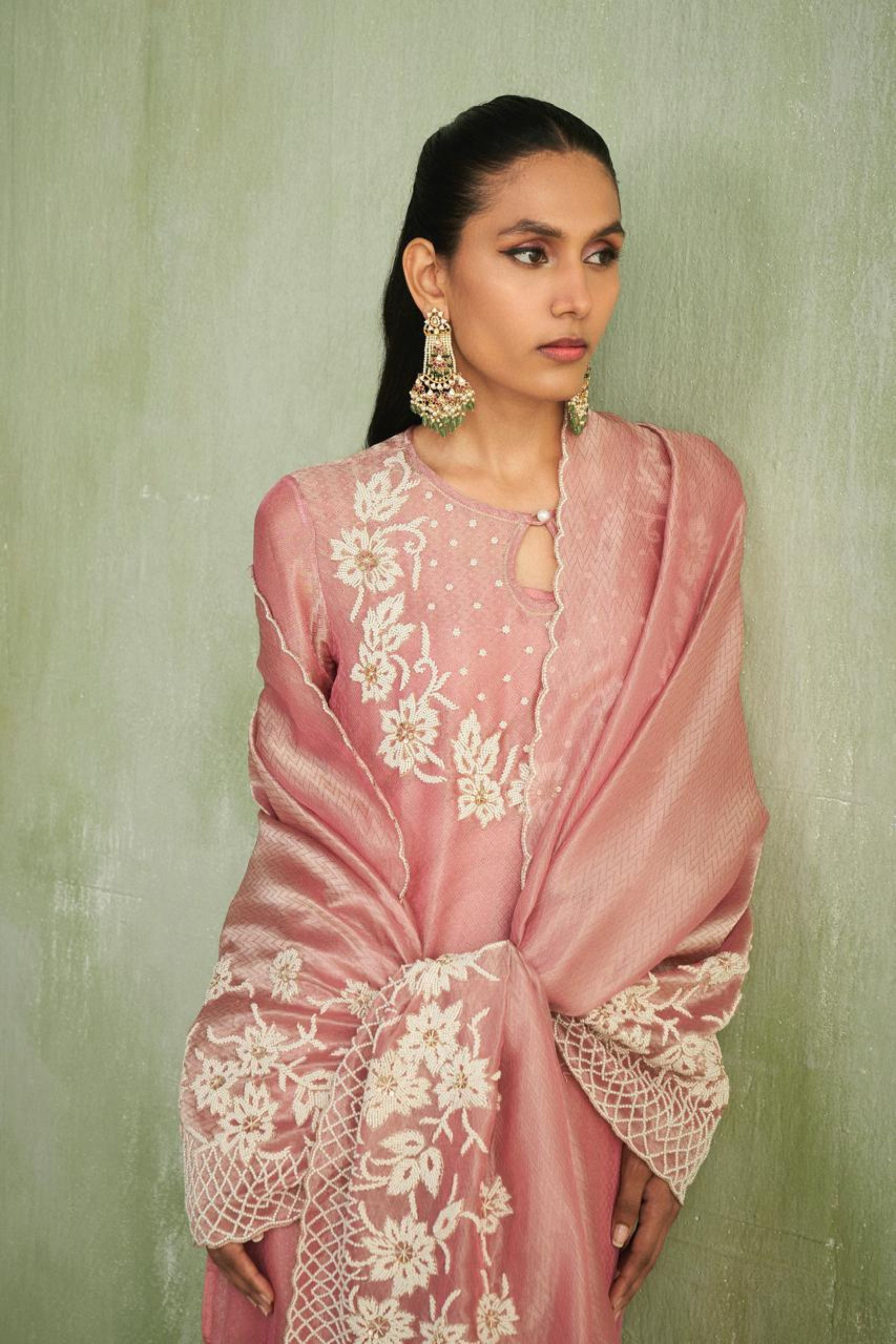 Pink Benarsi Kurta Set