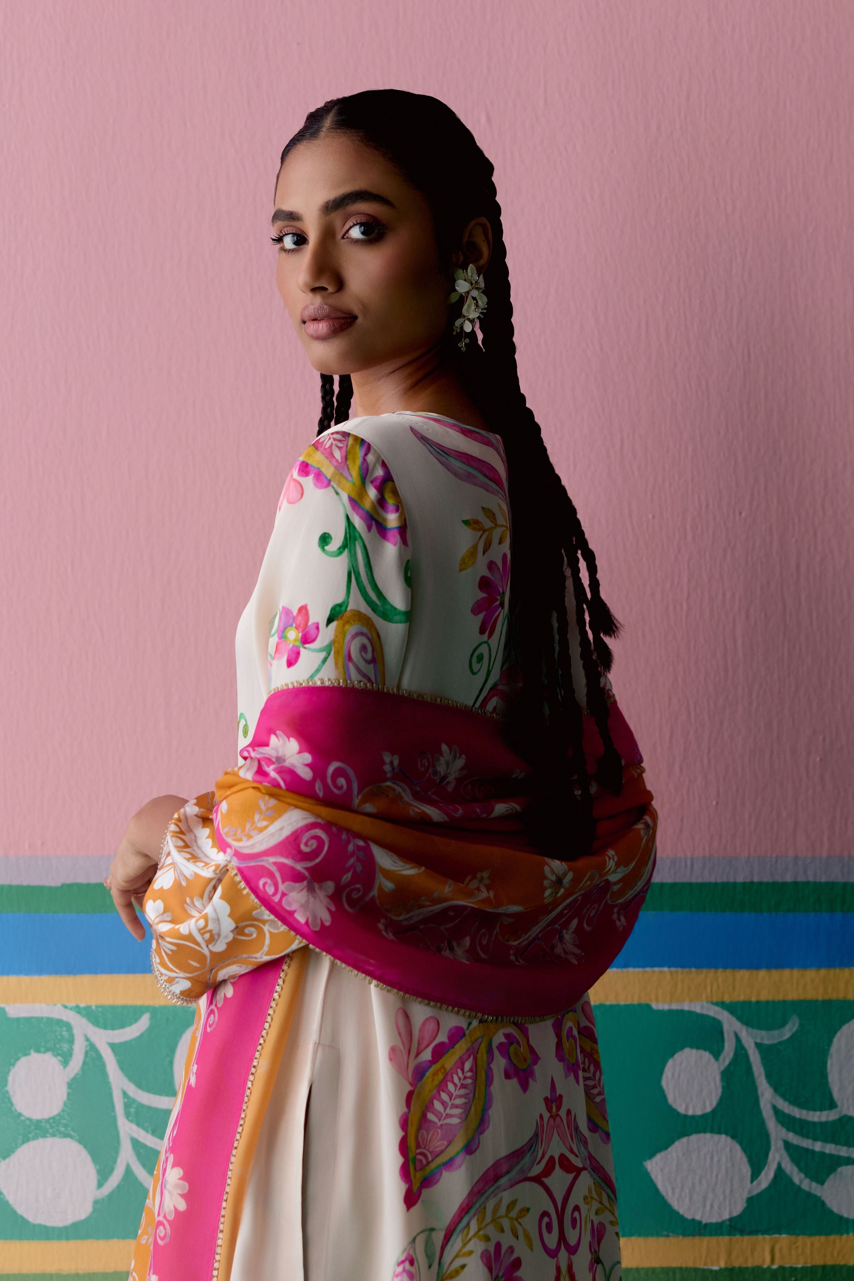 Pink & Mustard Paisley Kurta Set