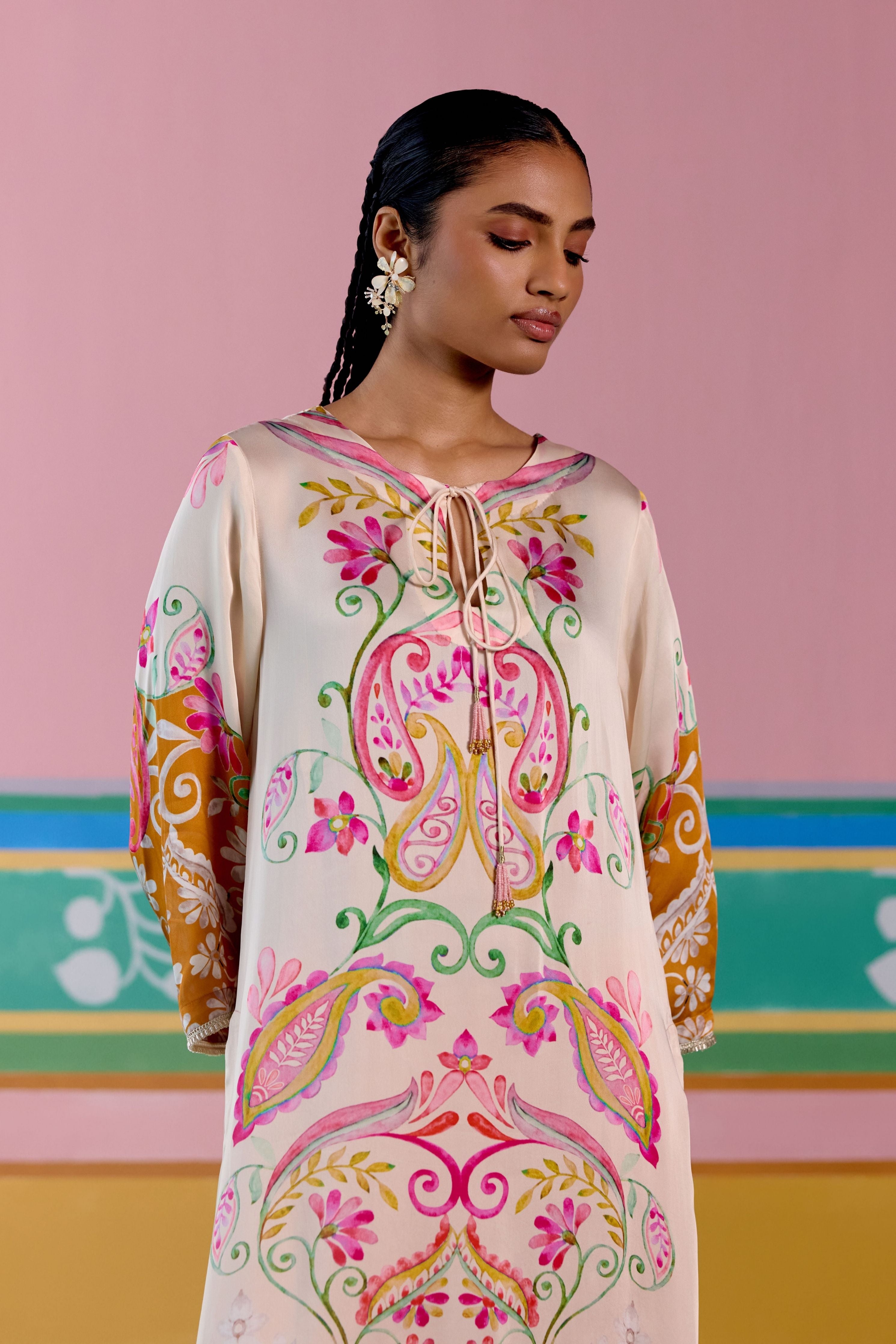Pink & Mustard Paisley Kurta Set