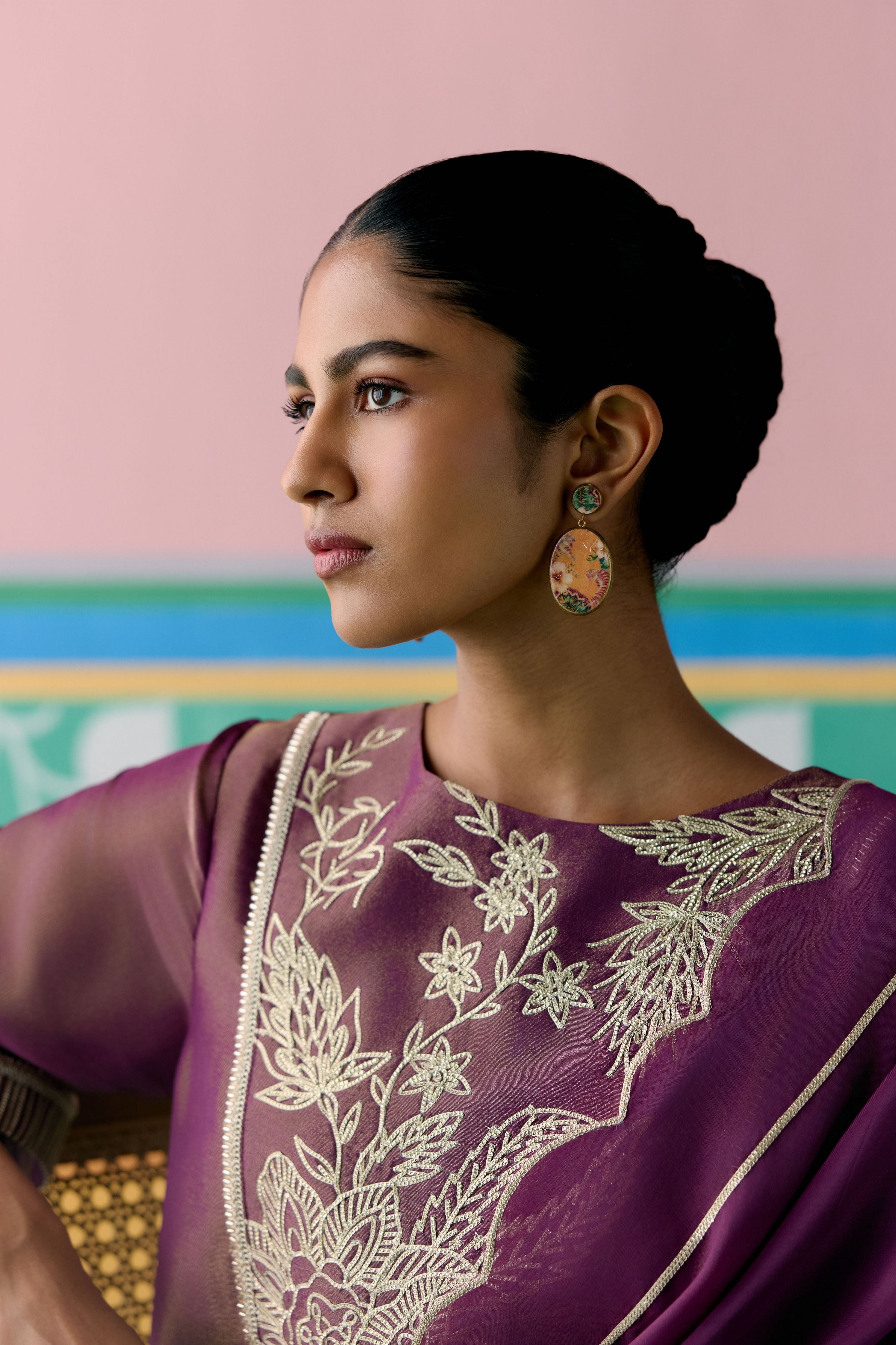 Purple Embroidered Kurta Set
