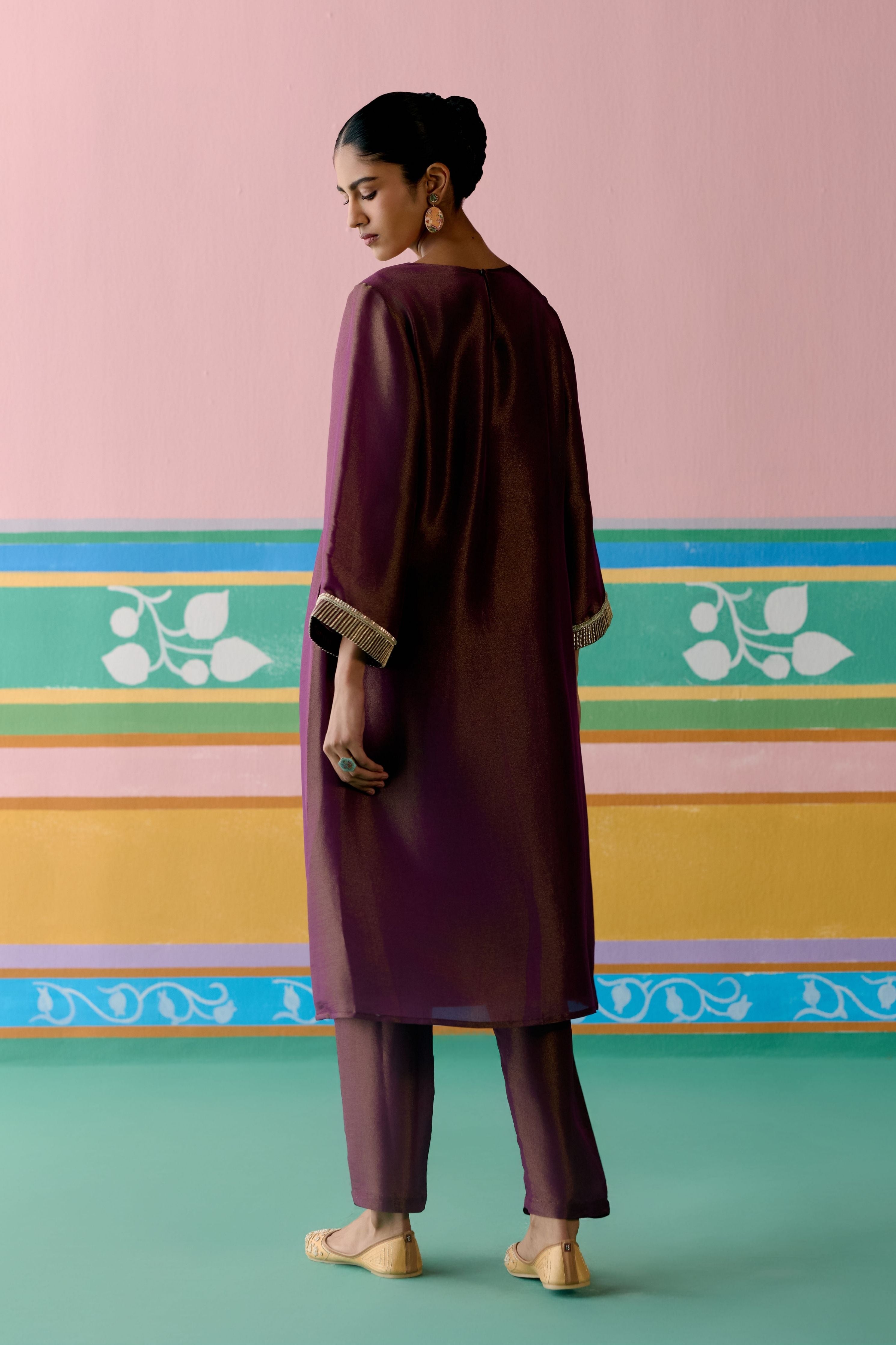 Purple Embroidered Kurta Set