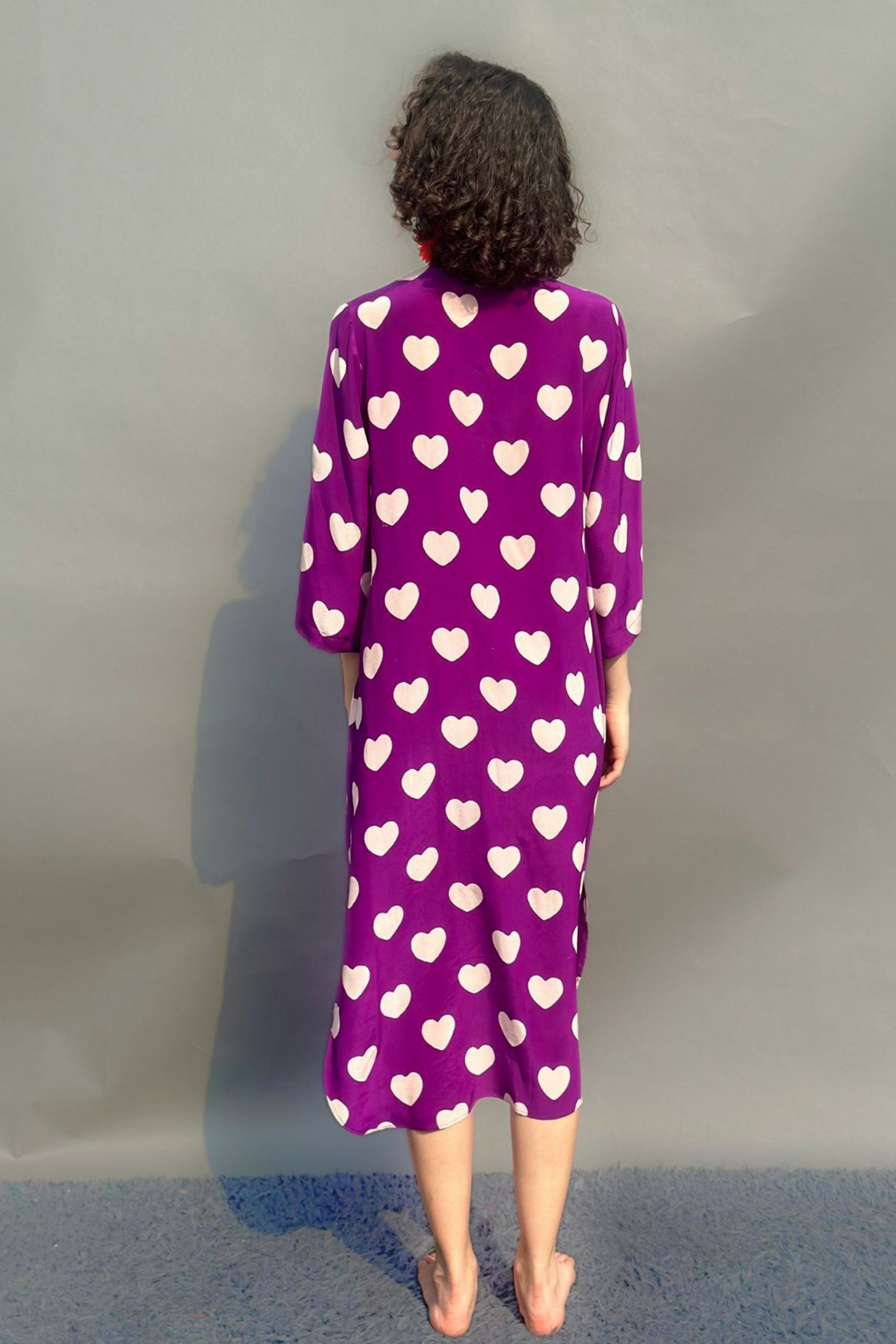 Purple Hearts Printed Tunic
