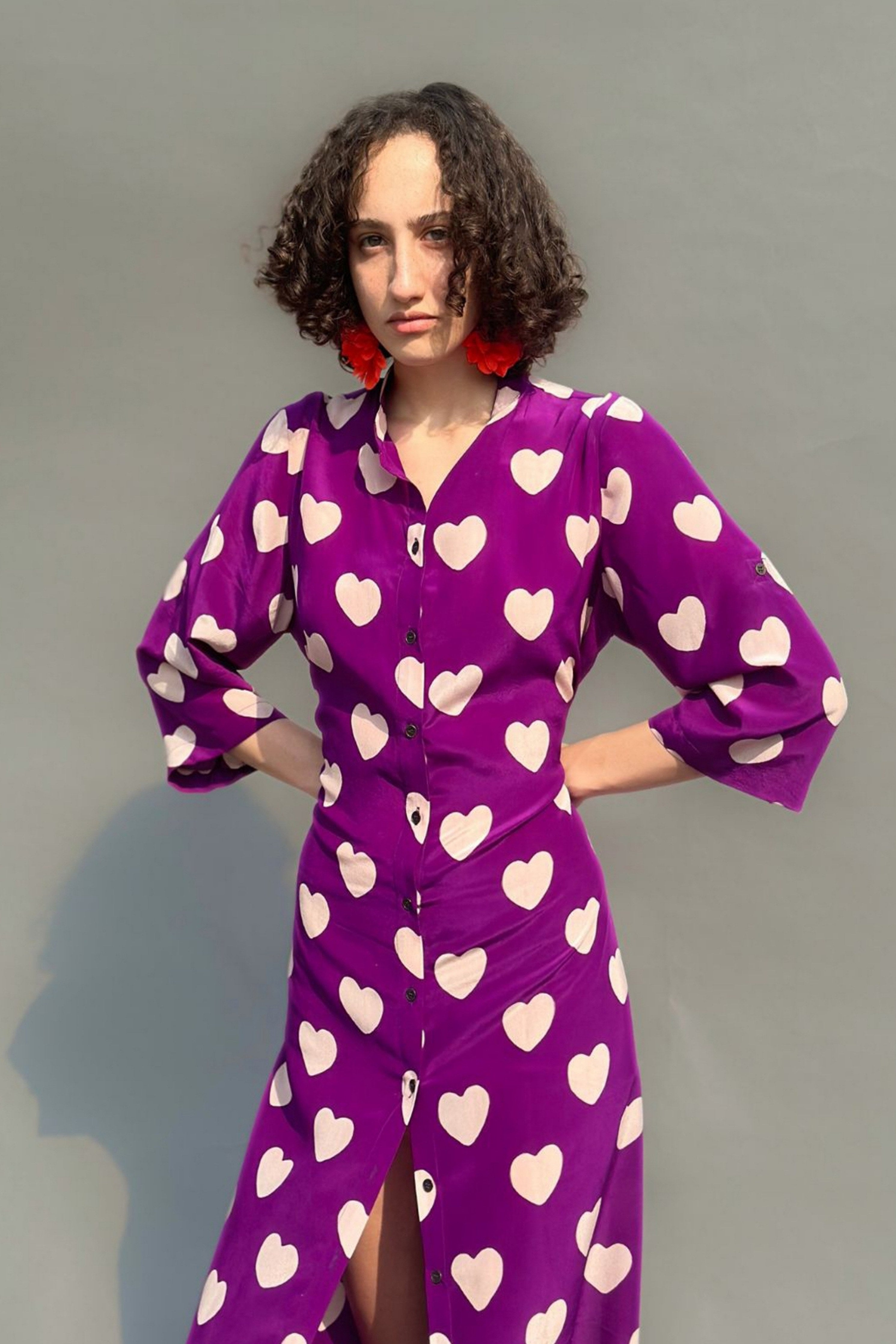 Purple Hearts Printed Tunic