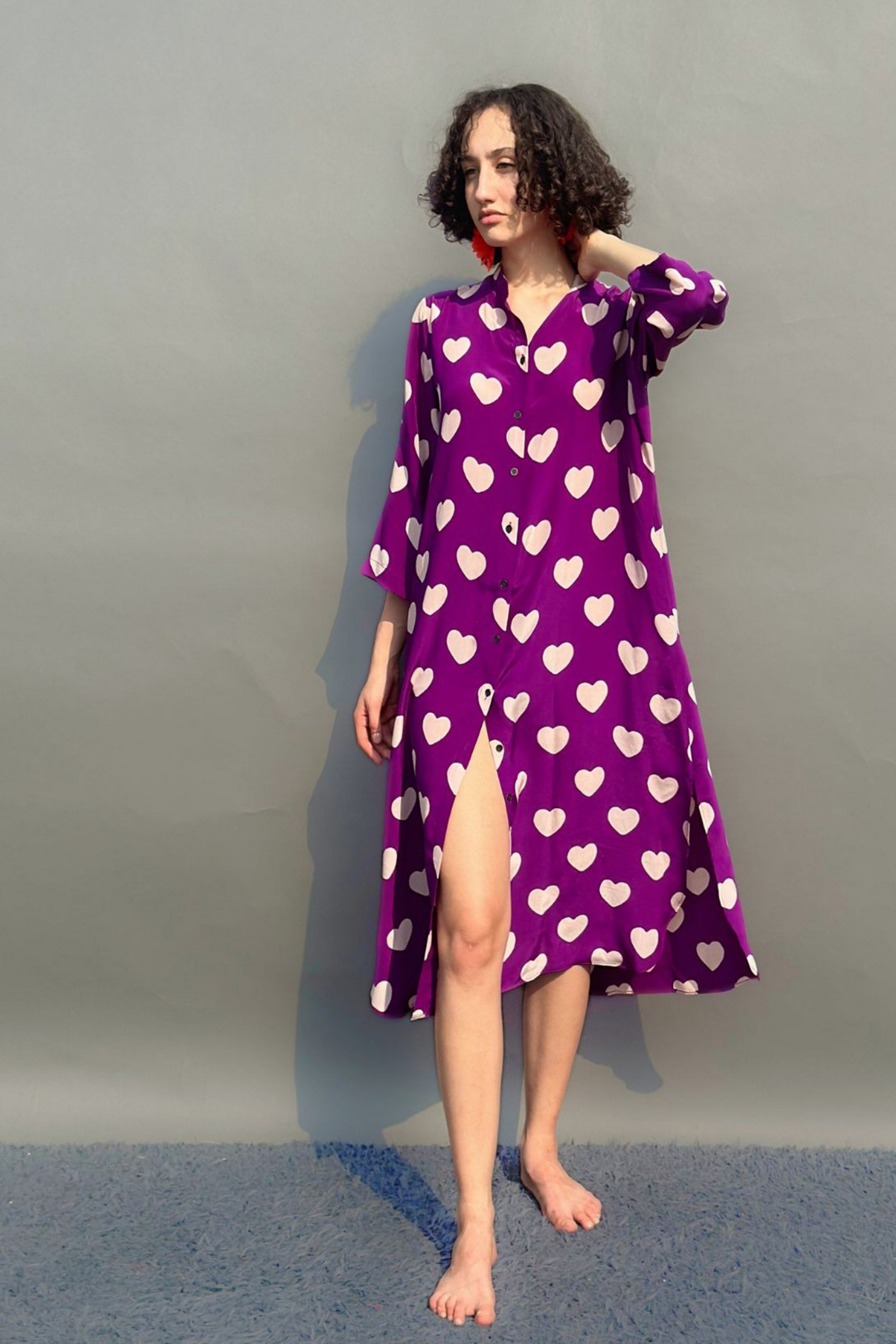 Purple Hearts Printed Tunic