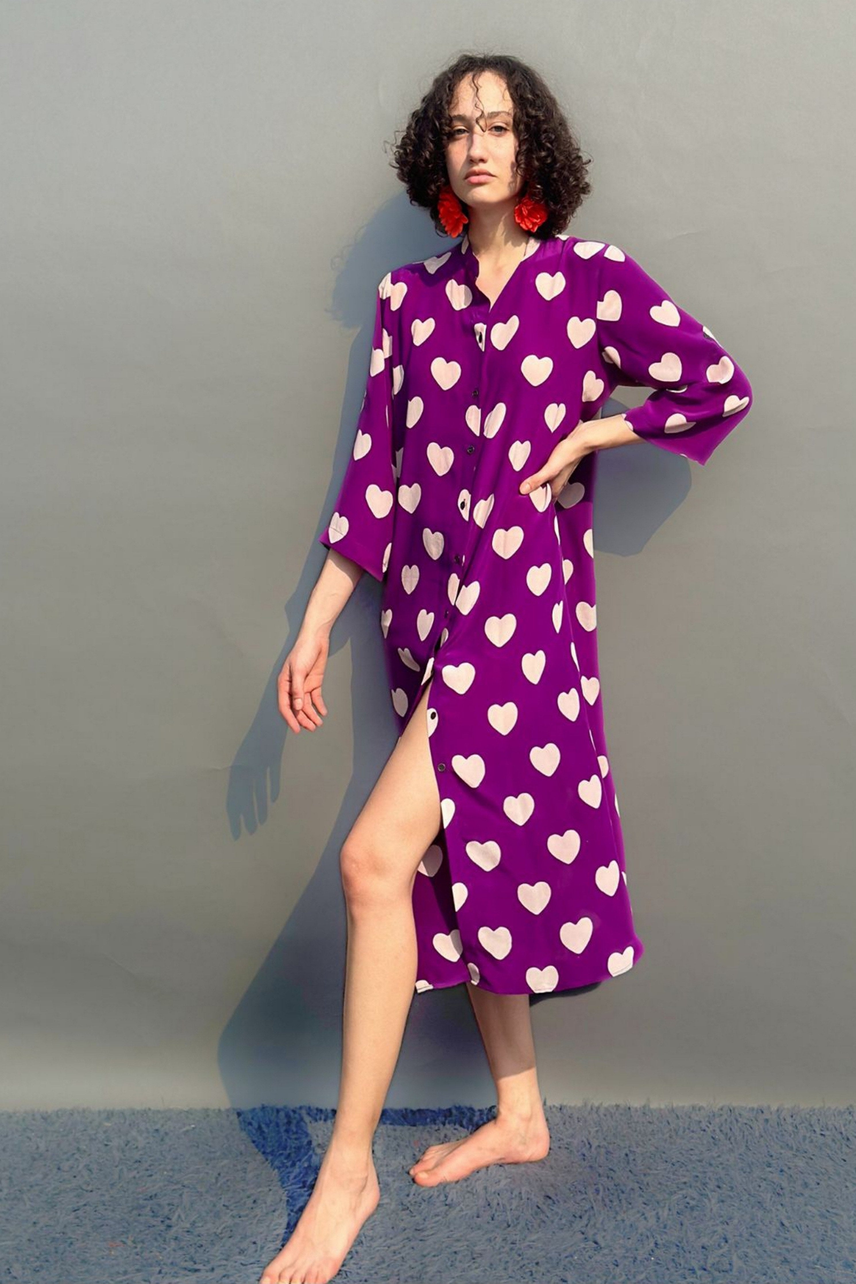 Purple Hearts Printed Tunic