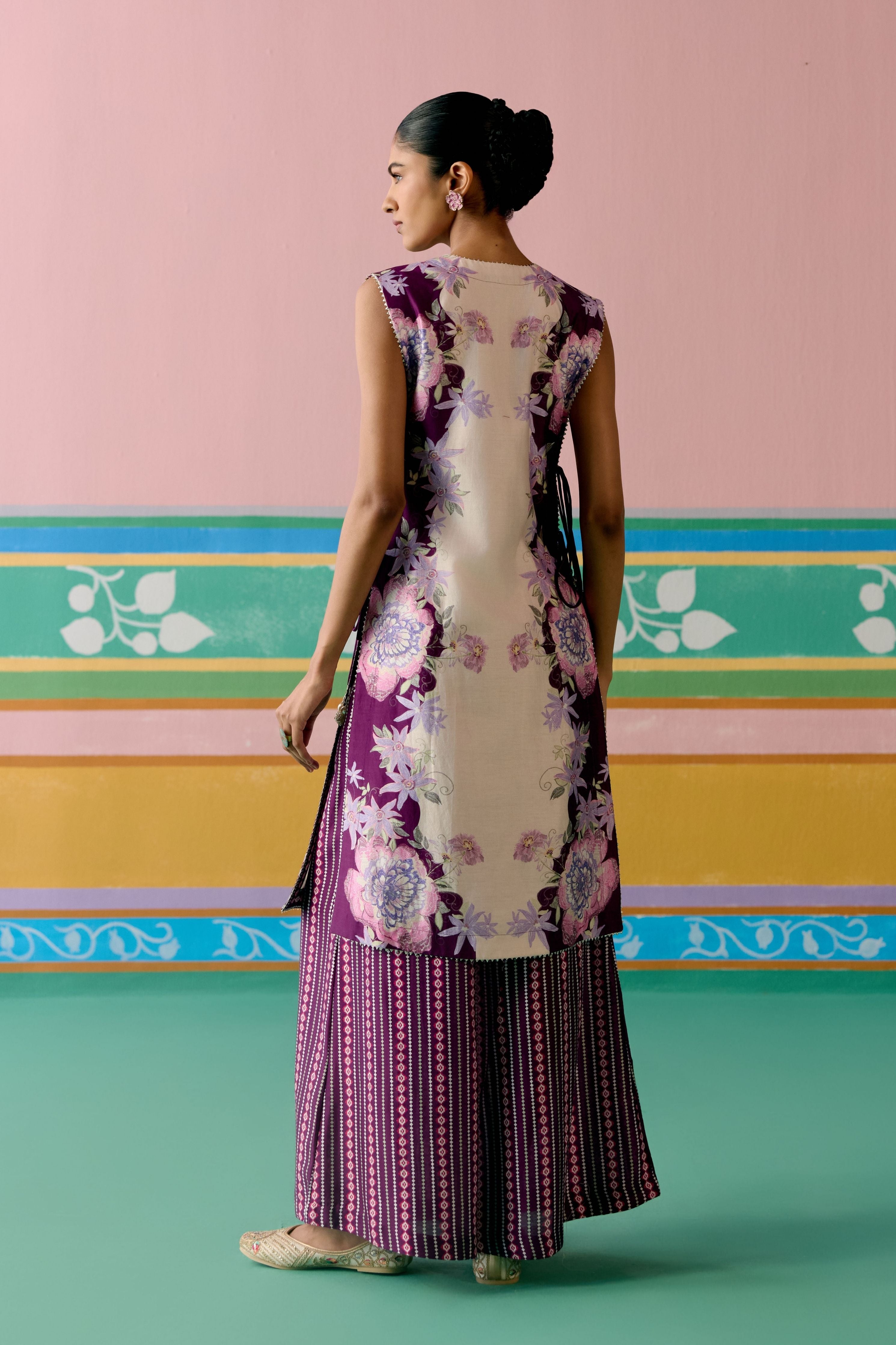Purple Ikat Jacket Set