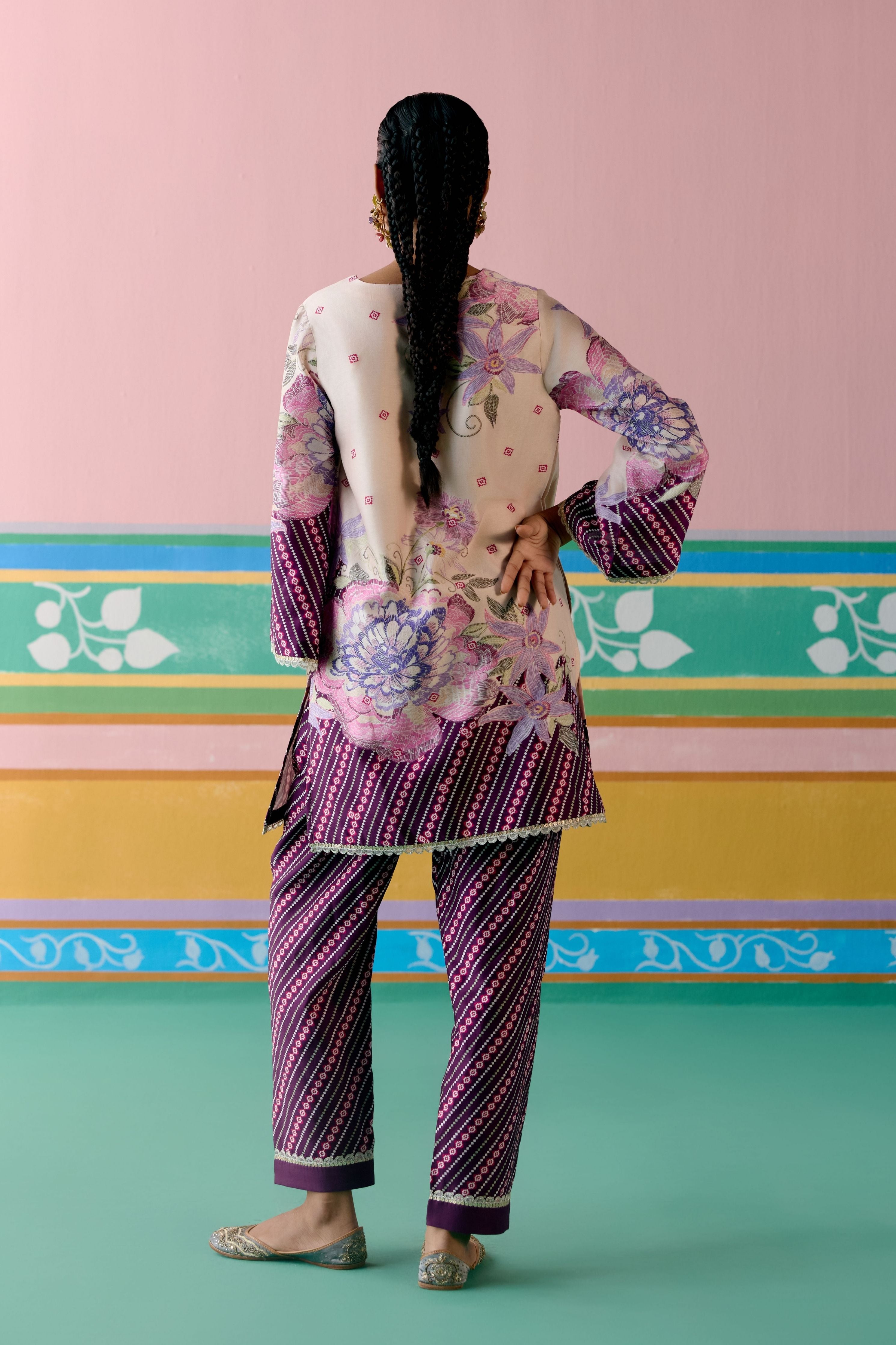 Purple Ikkat Kurta Set