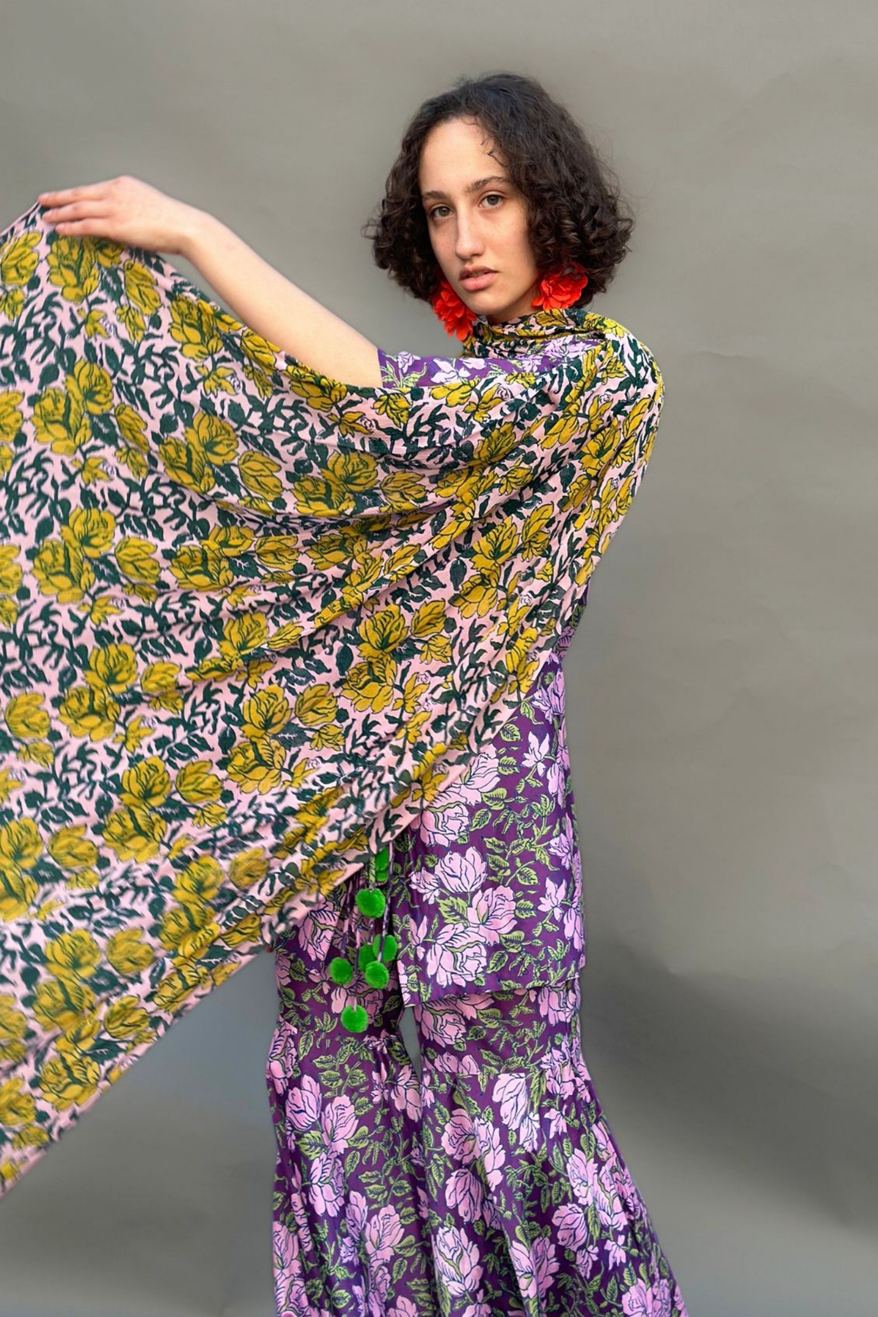 Purple & Mustard Sharara Set