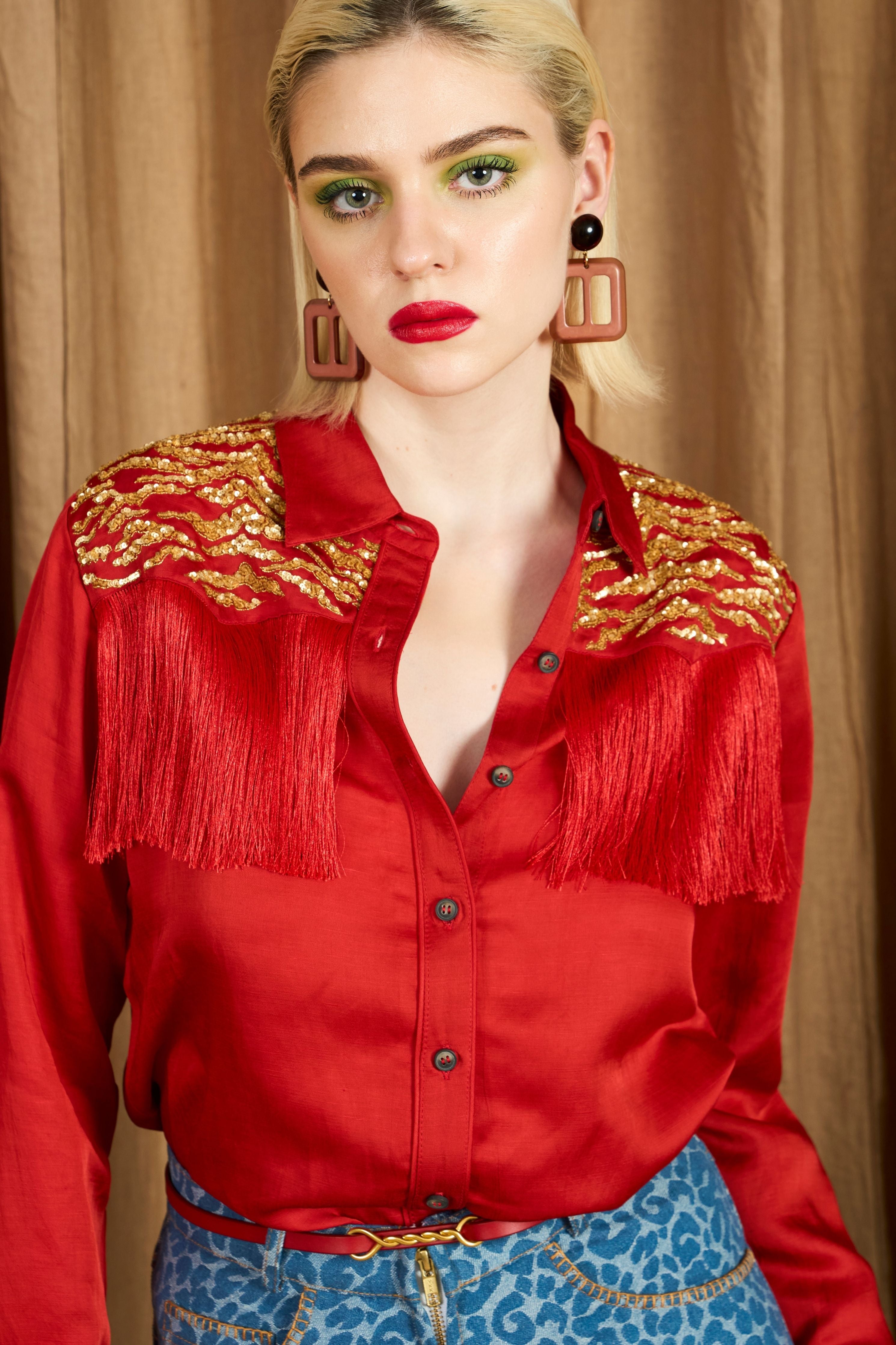 The Tiger Yoke And Fringe Shirt