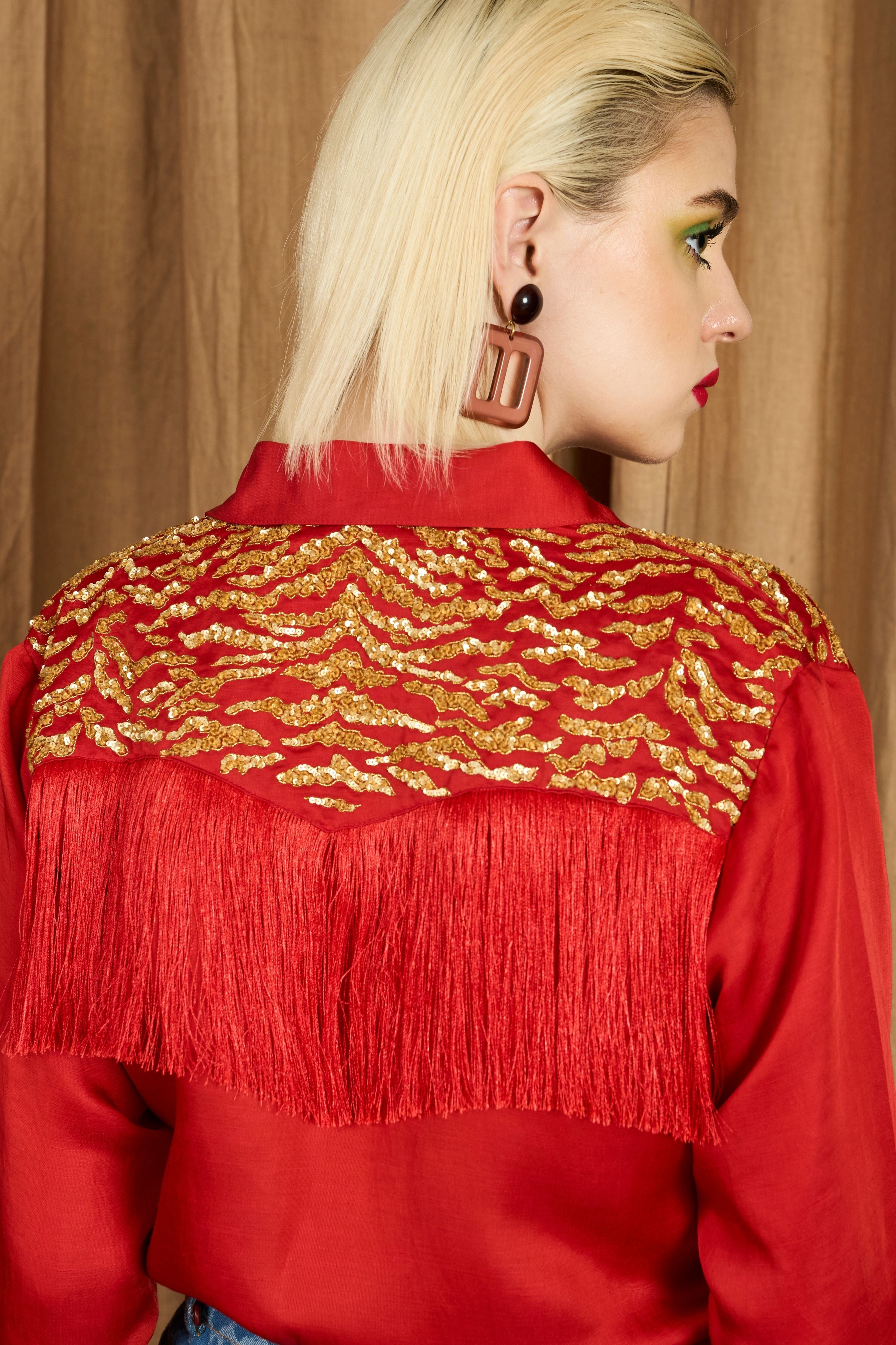 The Tiger Yoke And Fringe Shirt