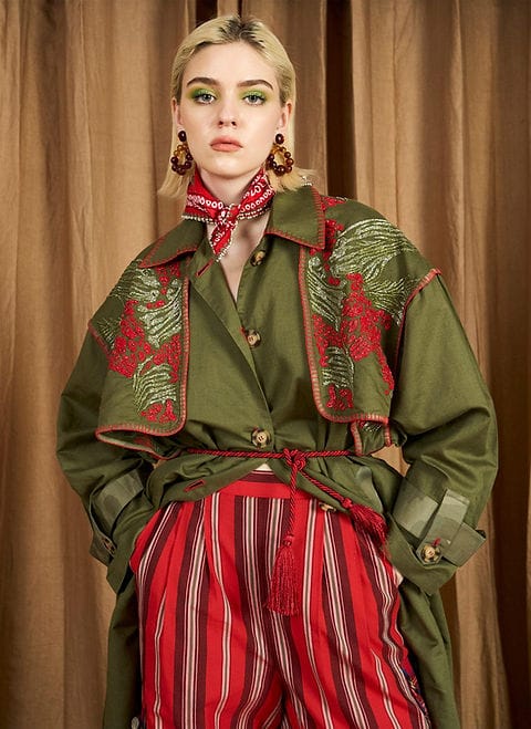 The Safari Trench With Hand Embroidered Details