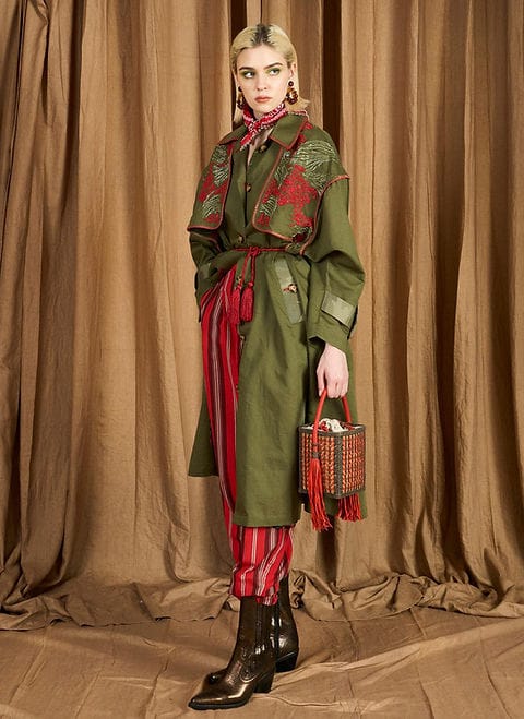 The Safari Trench With Hand Embroidered Details